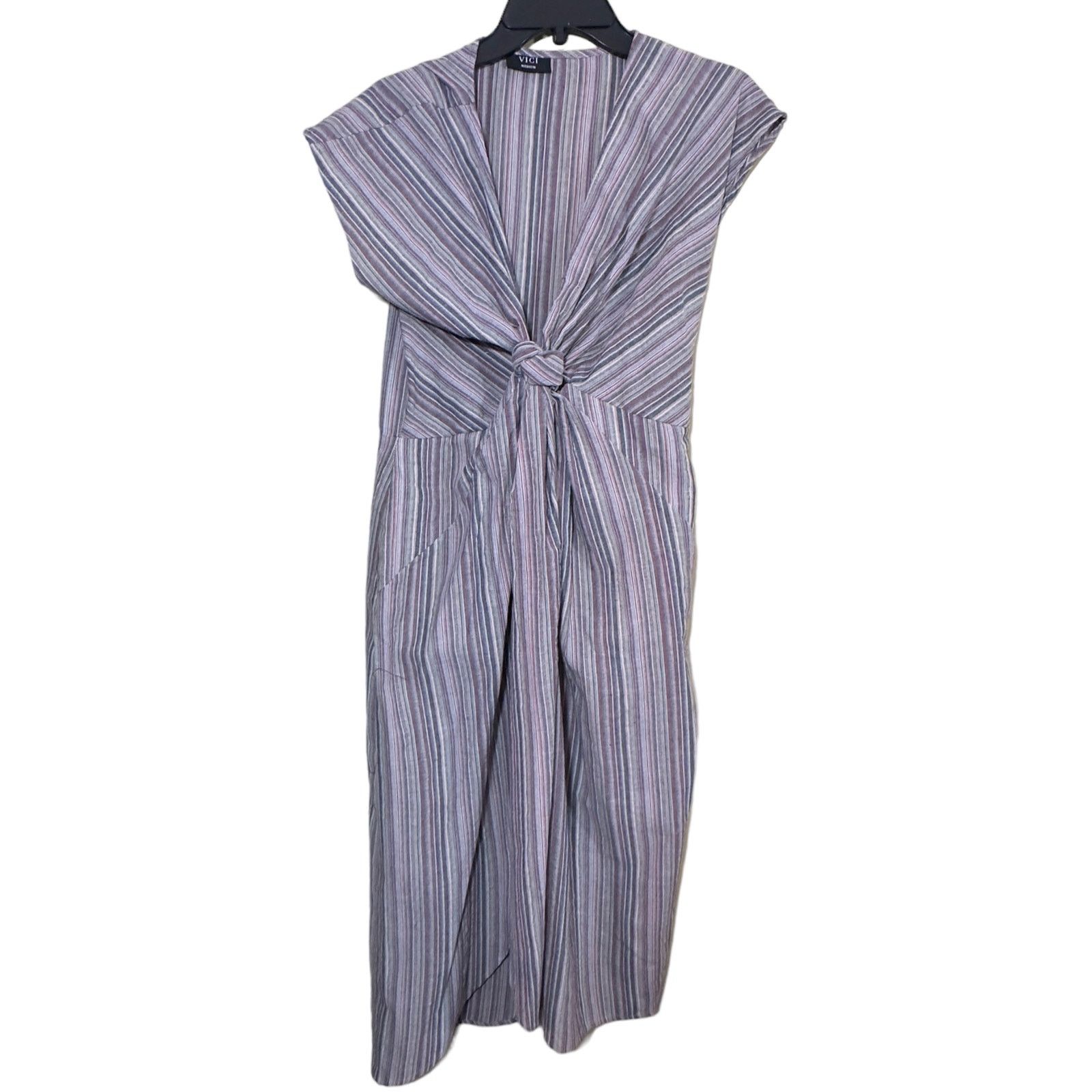Other VICI Women's Multicolor Striped Knotted Twist Front Dress Size M / US 6-8 / IT 42-44 - 1 Thumbnail
