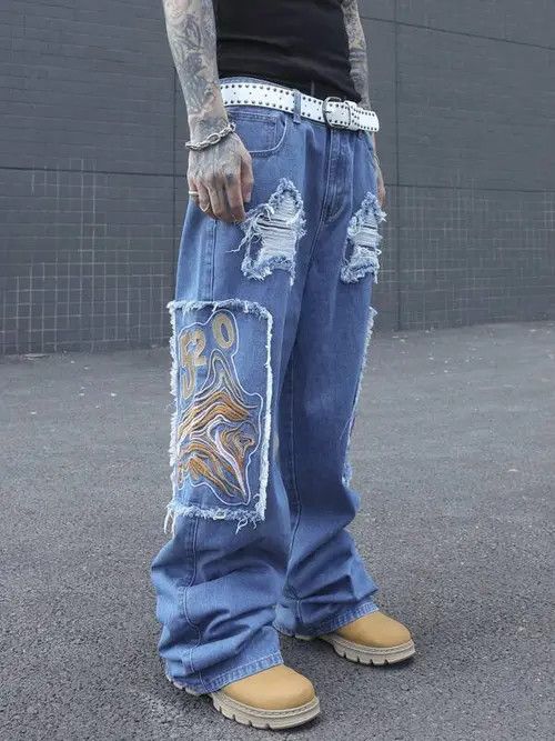 Jean Patch Skate Baggy Denim Jeans Wide leg Size US 32 / EU 48 - 4 Thumbnail