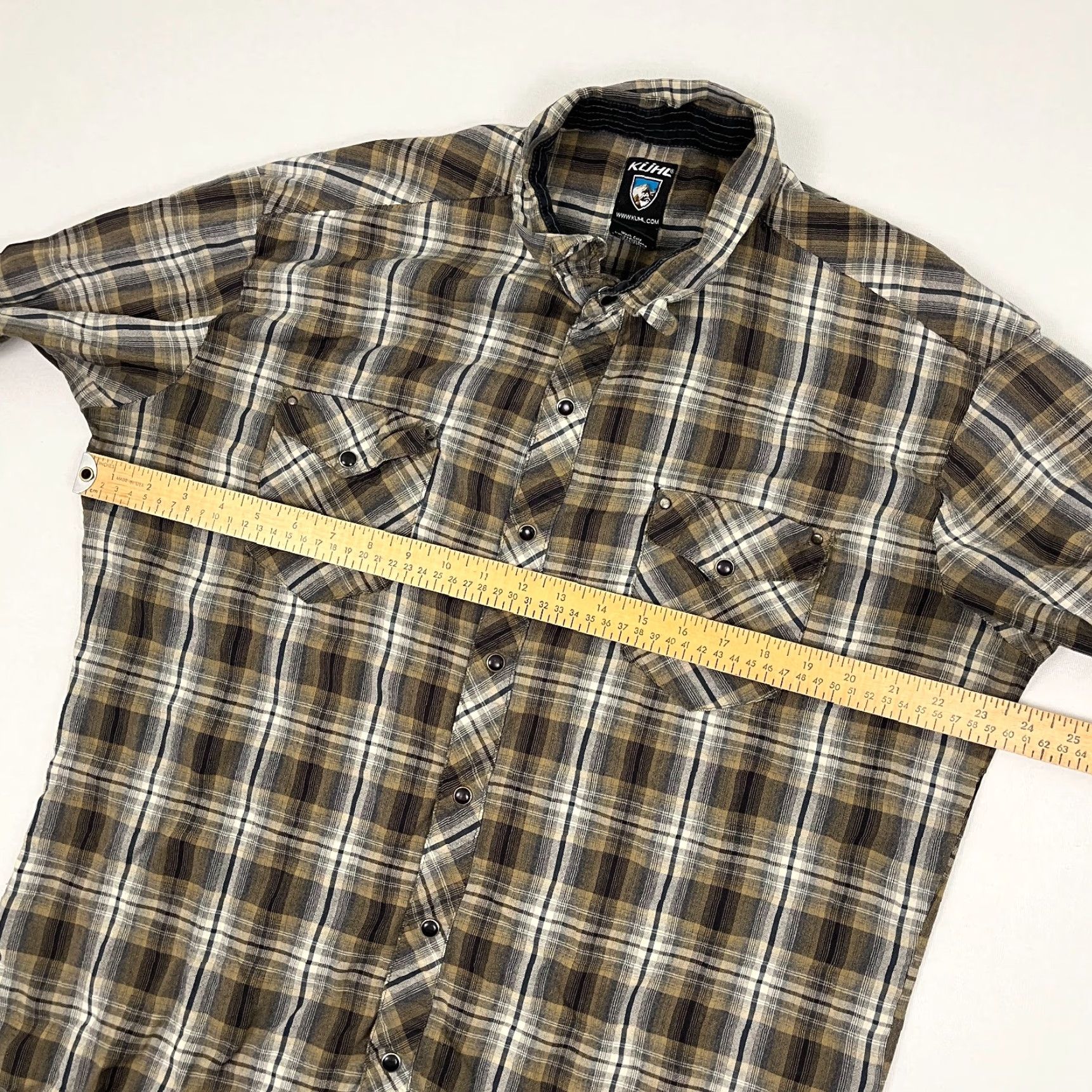 Vintage Kuhl Eluxur Shirt Mens XL Brown Plaid Pearl Snap Chest Pockets Hiking Outdoors Shirt Size US XL / EU 56 / 4 - 4 Thumbnail