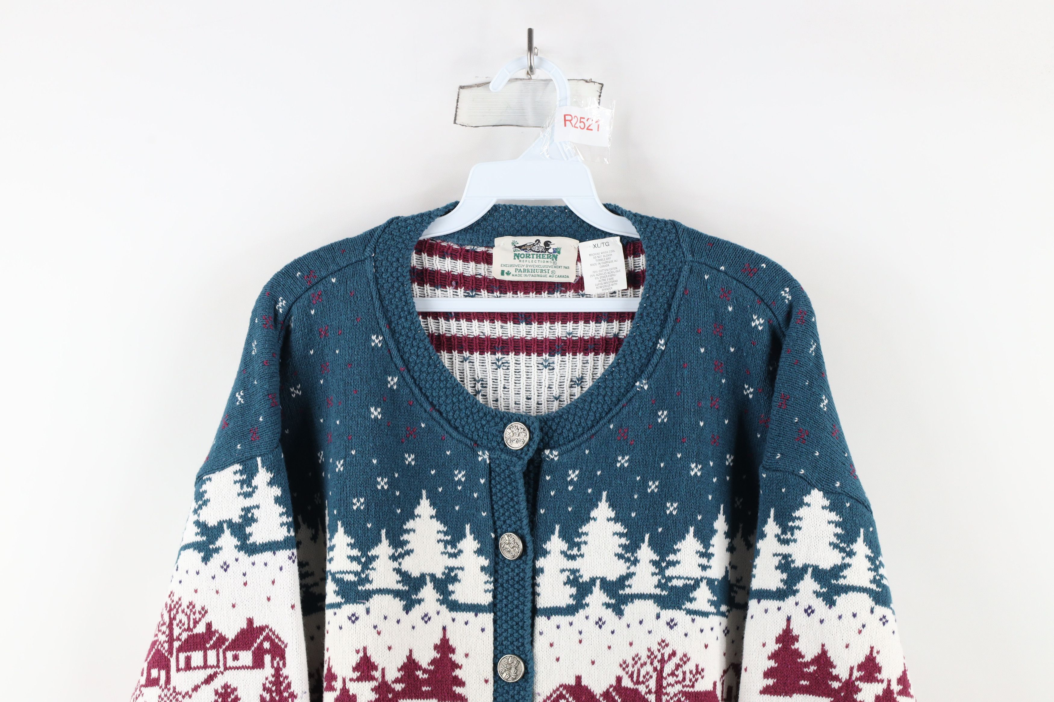 Vintage Vintage 90s Streetwear All Over Print Knit Cardigan Sweater Size XL / US 12-14 / IT 48-50 - 2 Thumbnail