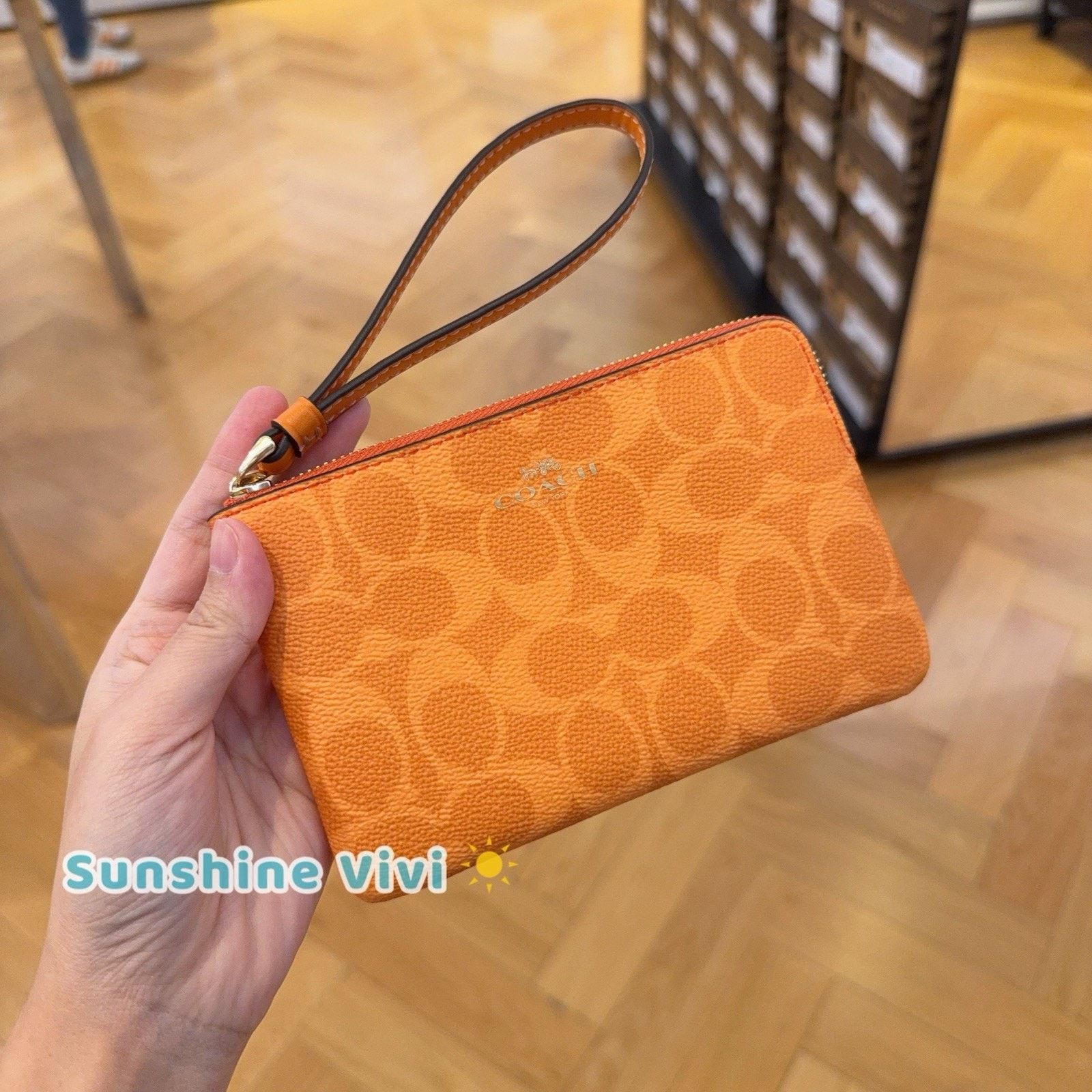 Coach NWT Coach Corner Zip Wristlet CAQ75 Bright Mandarin Size ONE SIZE - 1 Thumbnail