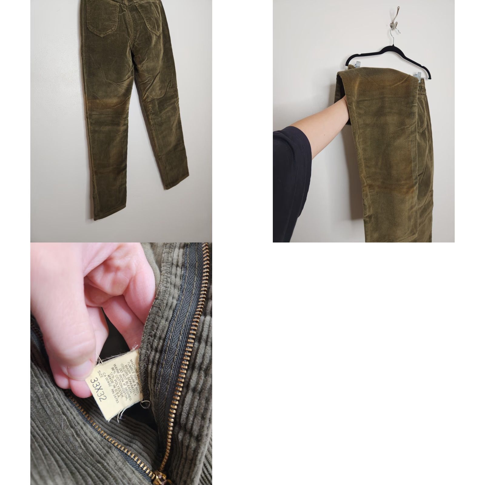 Lee VINTAGE Lee Corduroy Green Nature Earth Grunge Pants Bottoms 33x32 Men's Regular 31 Inseam Corduroy 90s Vintage Grunge Lee Pants Size US 33 - 8 Thumbnail