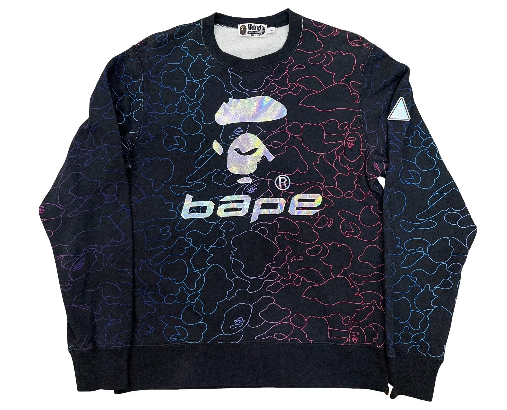 Bape A Bathing Ape Neon Reflective Camo Sweatshirt Size L Size US L / EU 52-54 / 3 - 1 Thumbnail