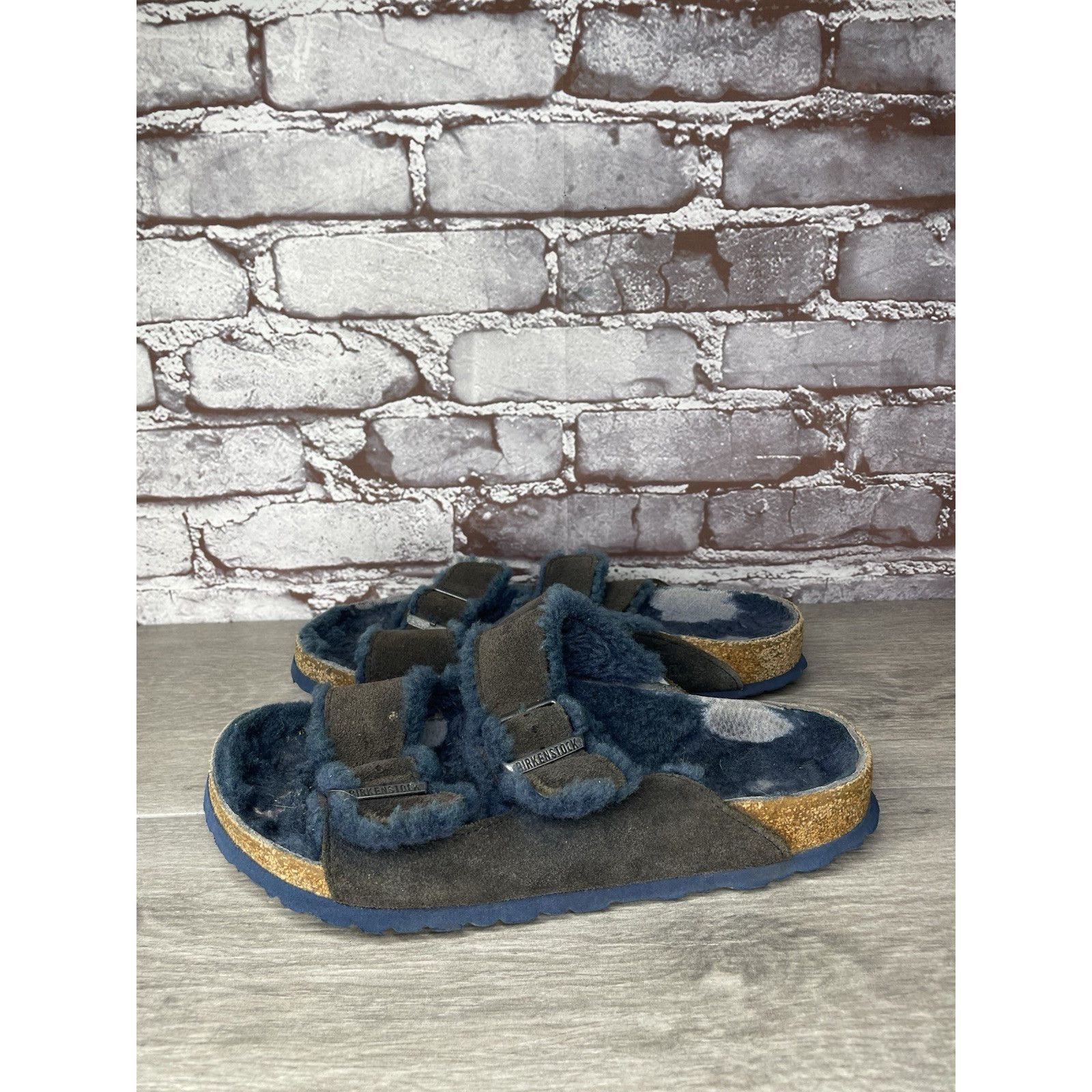 Birkenstock Birkenstock Arizona Fur Midnight Navy Strap Slides Sandals W Size US 10 / IT 40 - 10 Thumbnail