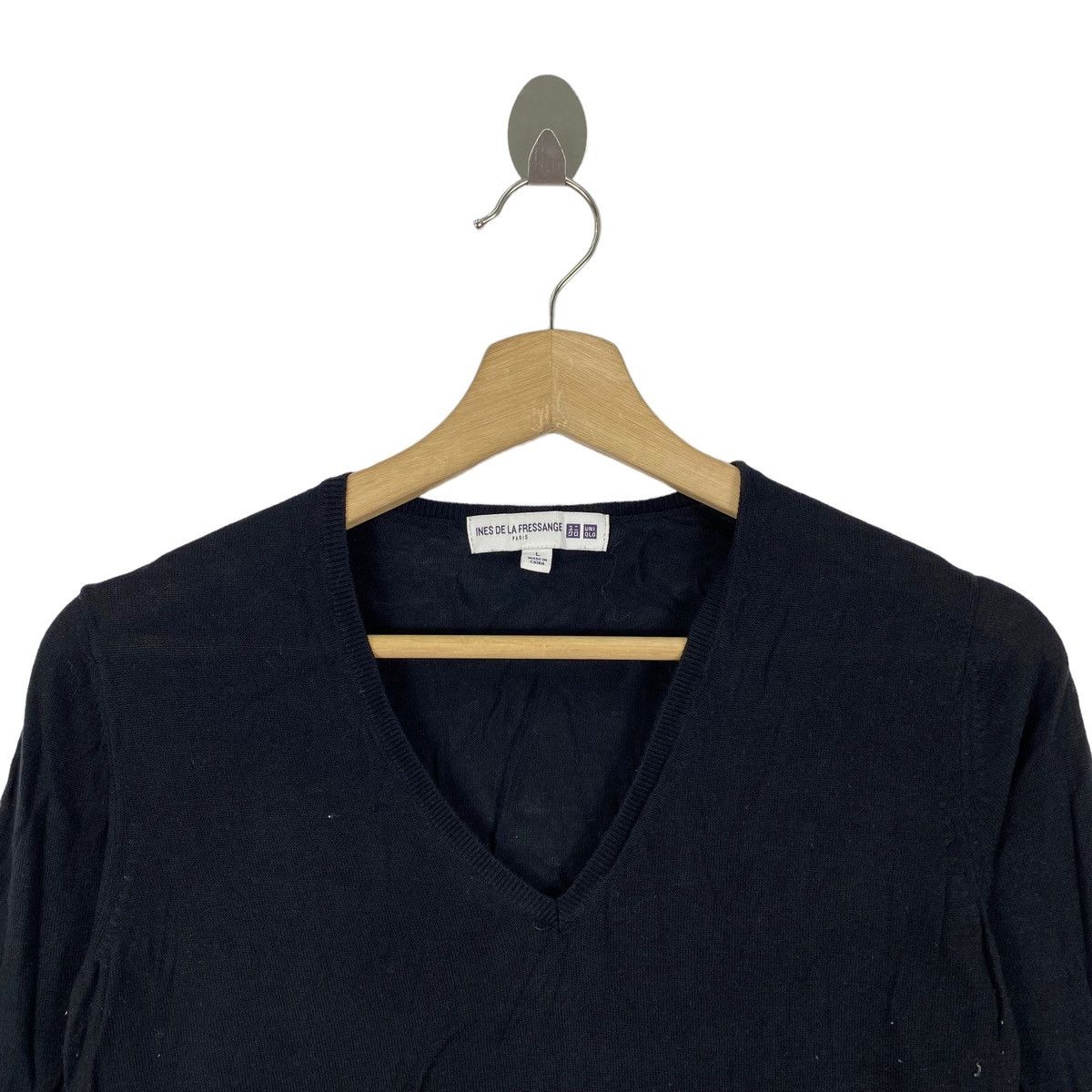 Uniqlo × Vintage Vintage INES De La FRESSANGE x Uniqlo Plain Black Sweatshirt Size L / US 10 / IT 46 - 2 Thumbnail
