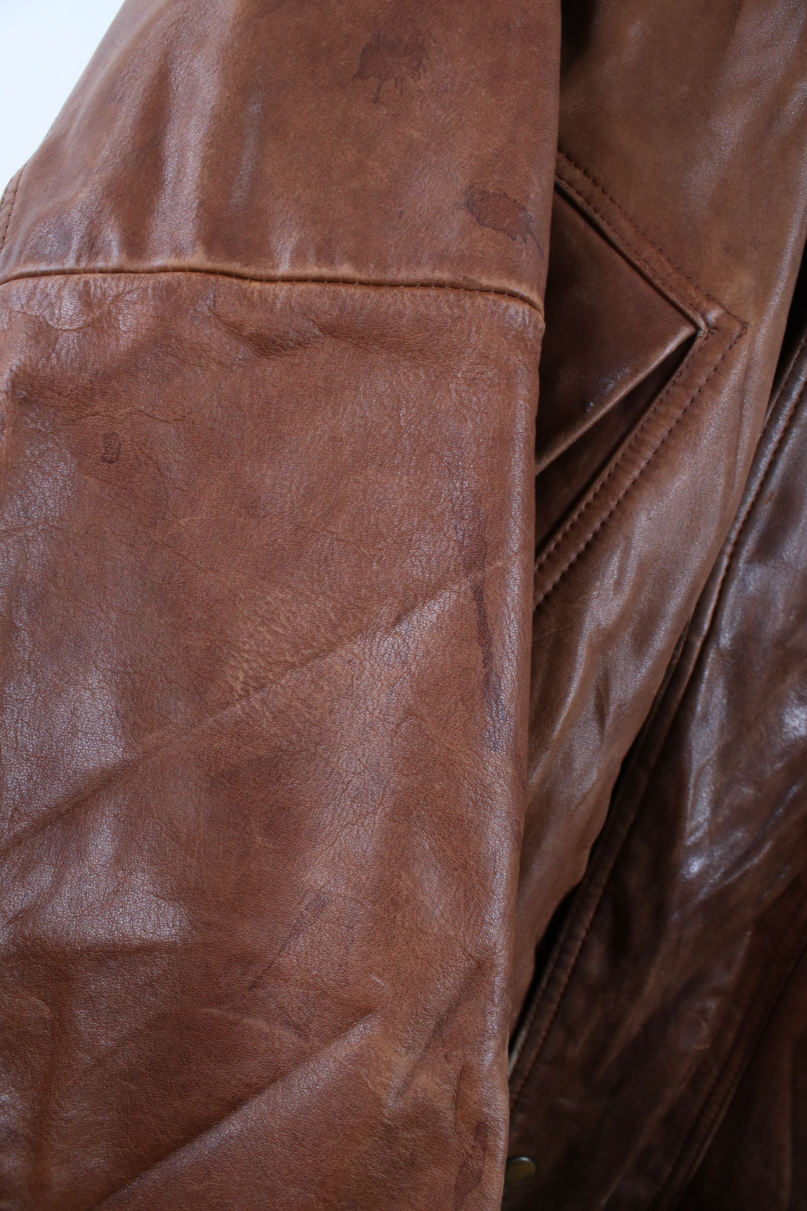 Vintage Vintage 90s Streetwear Hooded Leather Bomber Jacket Brown Size US XL / EU 56 / 4 - 5 Thumbnail