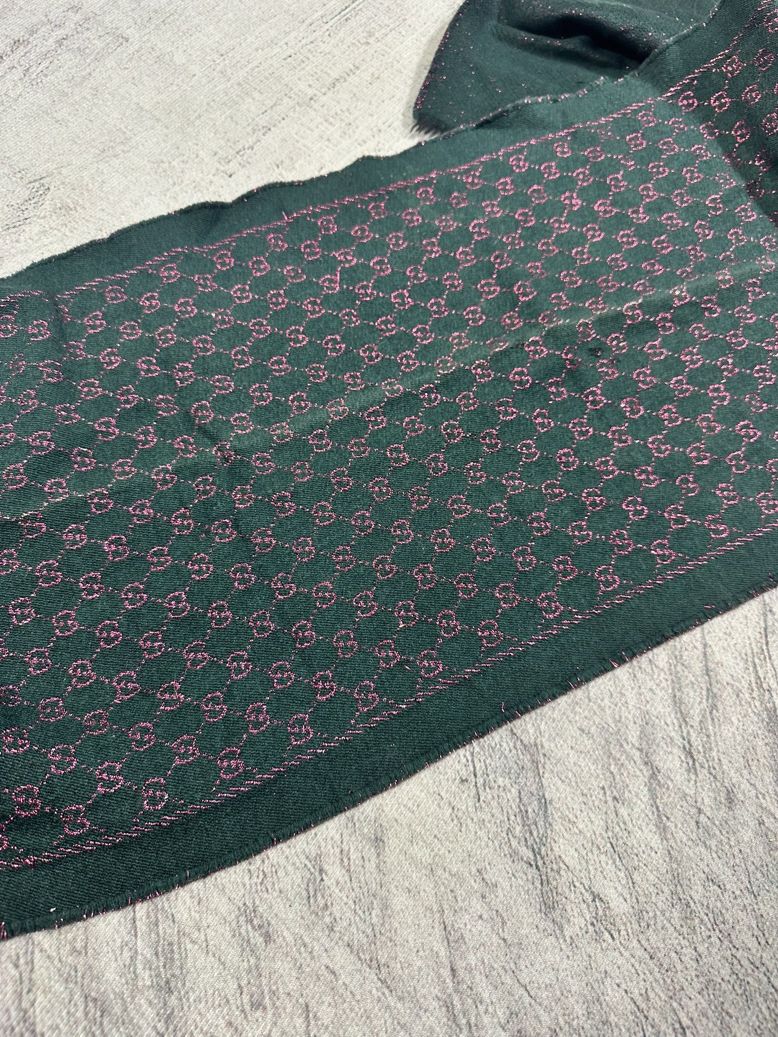 Gucci Gucci Scarf GG Monogram Pattern Green and Pink Size ONE SIZE - 5 Thumbnail