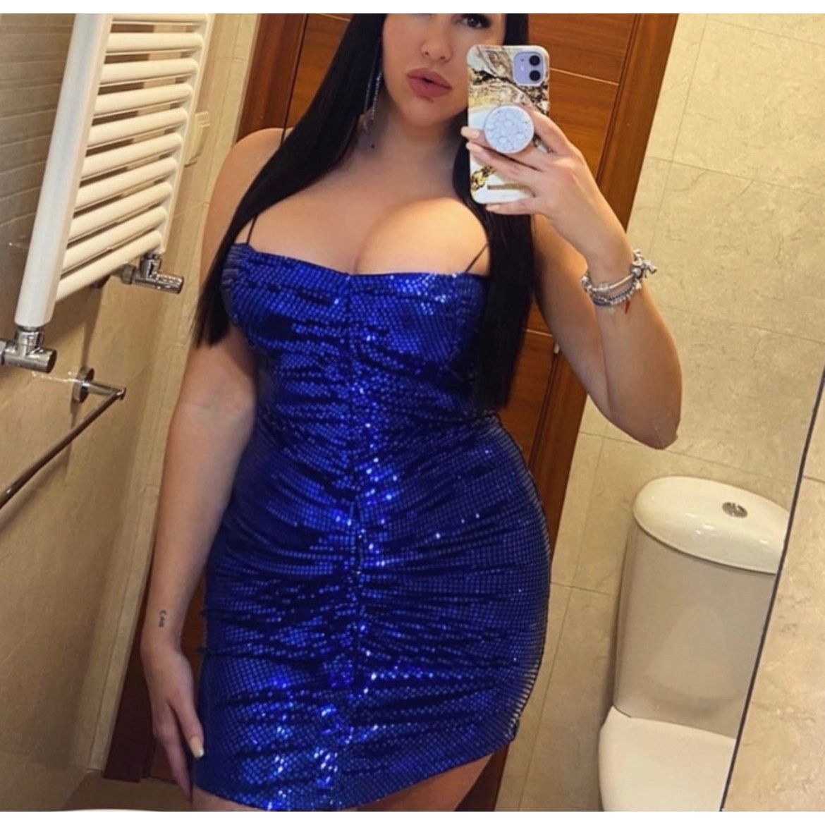 Zara ZARA BLOGGER FAVORITE SPARKLY DRAPED DRESS INK BLUE Size S / US 4 / IT 40 - 14 Thumbnail