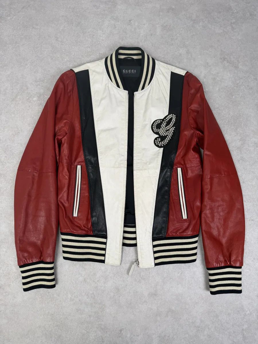 Gucci SS2008 Gucci Propaganda Red & White Biker Leather Jacket by Frida Giannini Size US M / EU 48-50 / 2 - 8 Thumbnail