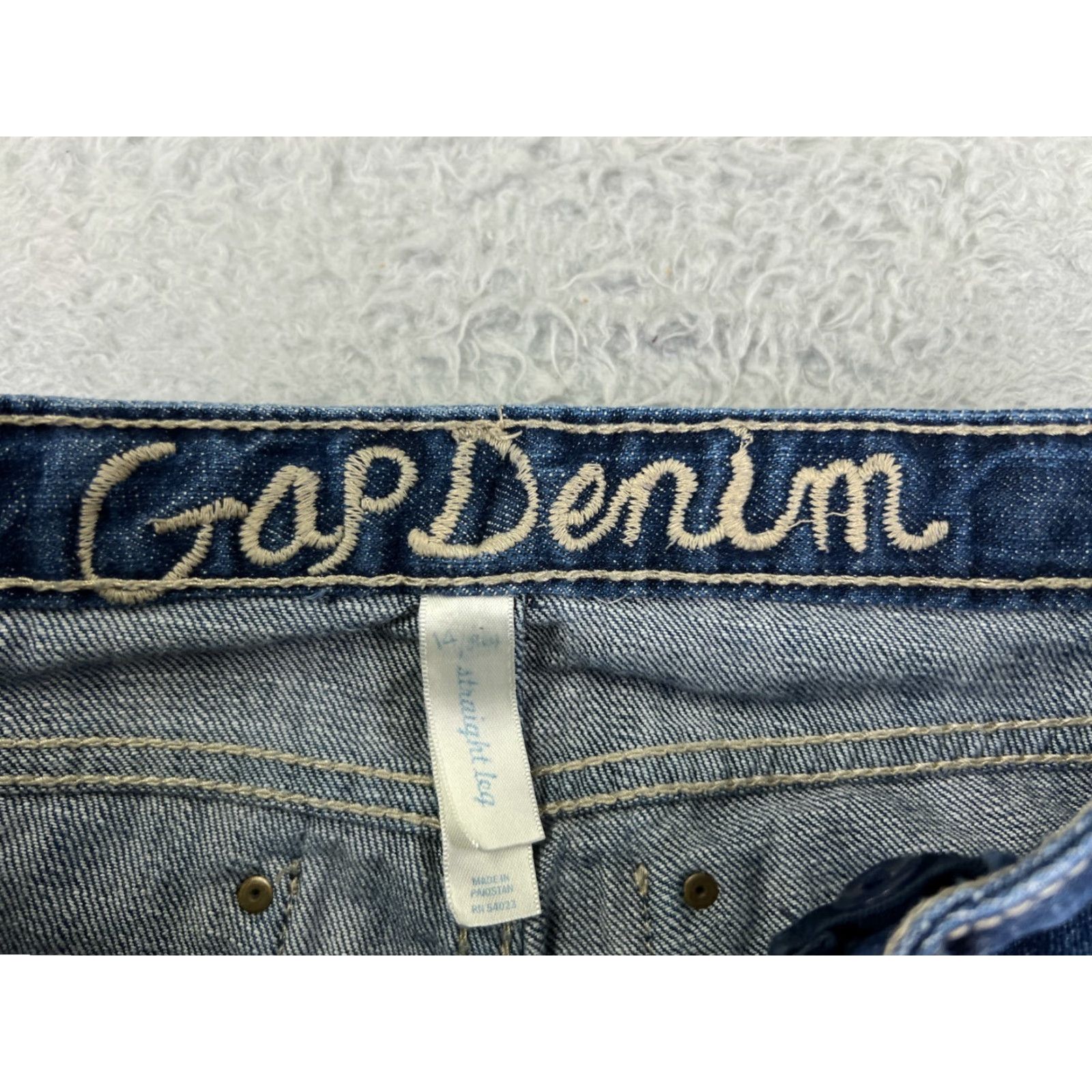 Gap GAP Jeans Womens 25 Blue Denim Straight Leg Cotton Blend Stretch 25x25 Vintage City 5-Pocket Womens Jeans Size 42" / US 20 - 6 Thumbnail