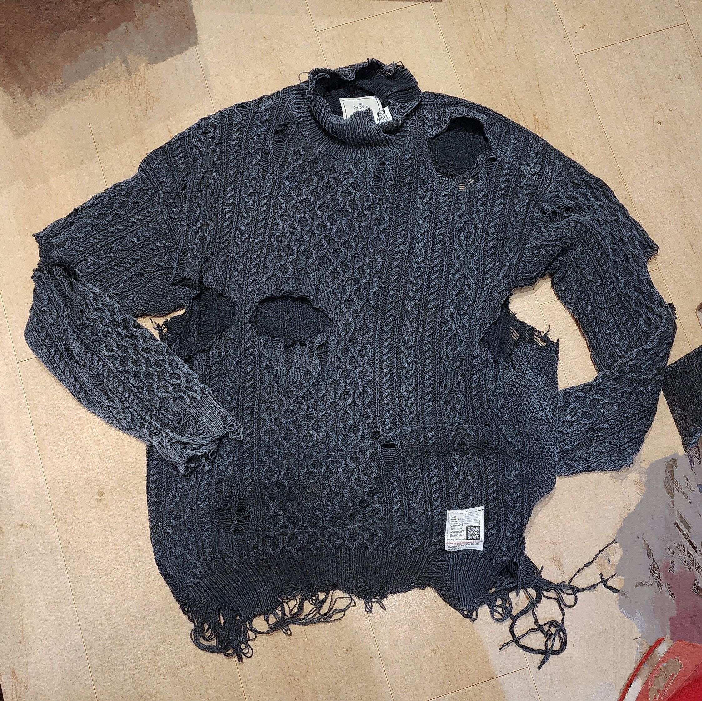 Maison MIHARA YASUHIRO MIHARA YASUHIRO OVER DYED DISTRESSED KNIT CABLE CARDIGAN Size US L / EU 52-54 / 3 - 2 Thumbnail