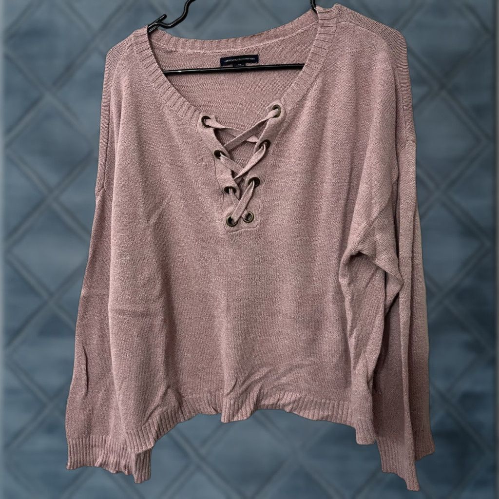 American Eagle Outfitters VINTAGE American Eagle Pullover Sweater Women Large Pink Long Sleeve Knitted Cozy Casual All Seasons Size L / US 10 / IT 46 - 1 Thumbnail