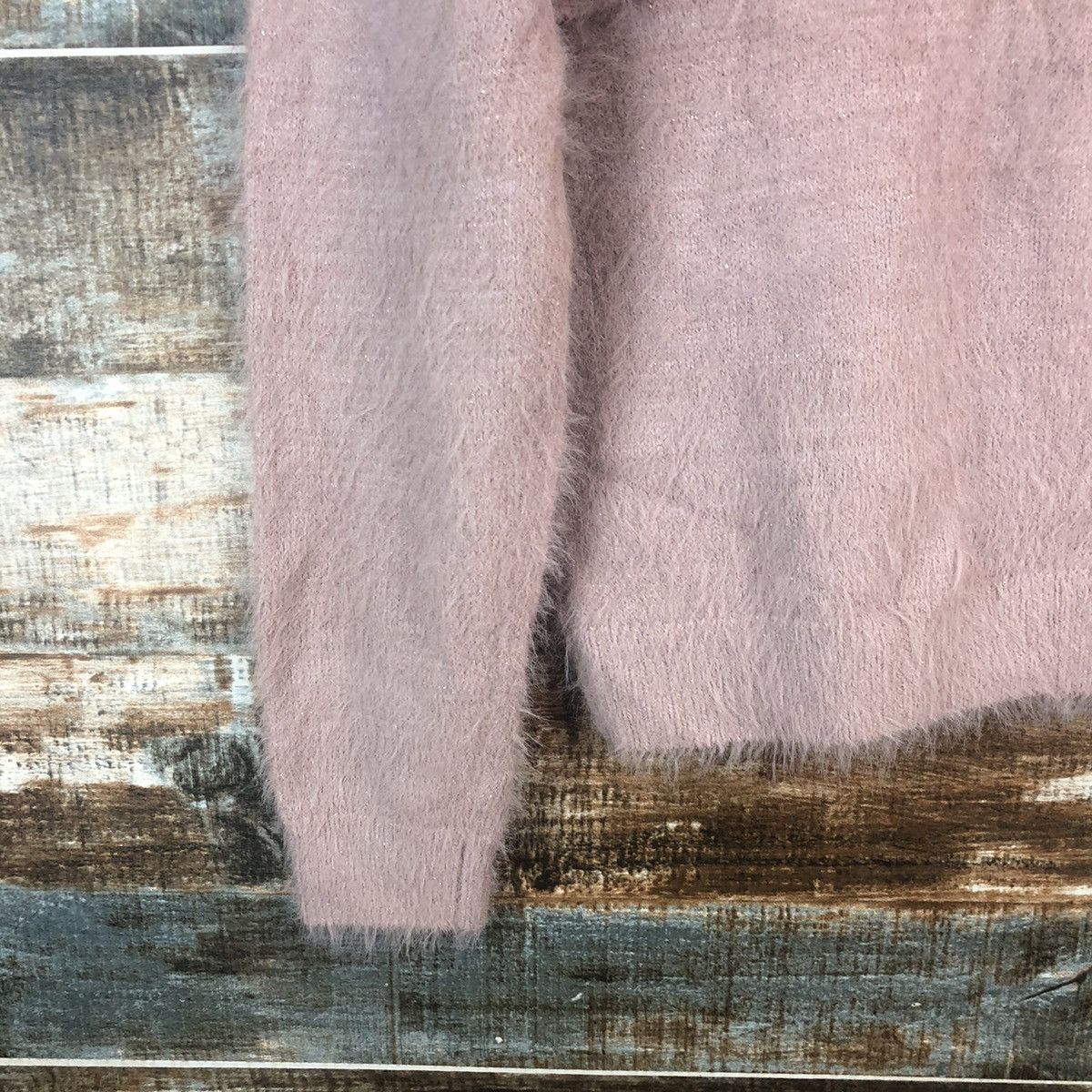 Homespun Knitwear × Japanese Brand DL Beams Heart Pink Mohair fur shaggy Knitwear #C320 Size XS / US 0-2 / IT 36-38 - 15 Thumbnail