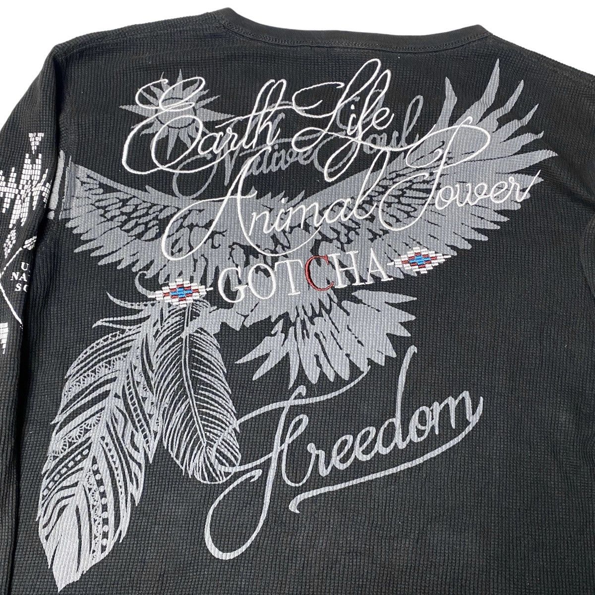 If Six Was Nine 2000's Gotcha Poem Ethnic Thermal Longsleeve Size US XL / EU 56 / 4 - 3 Thumbnail