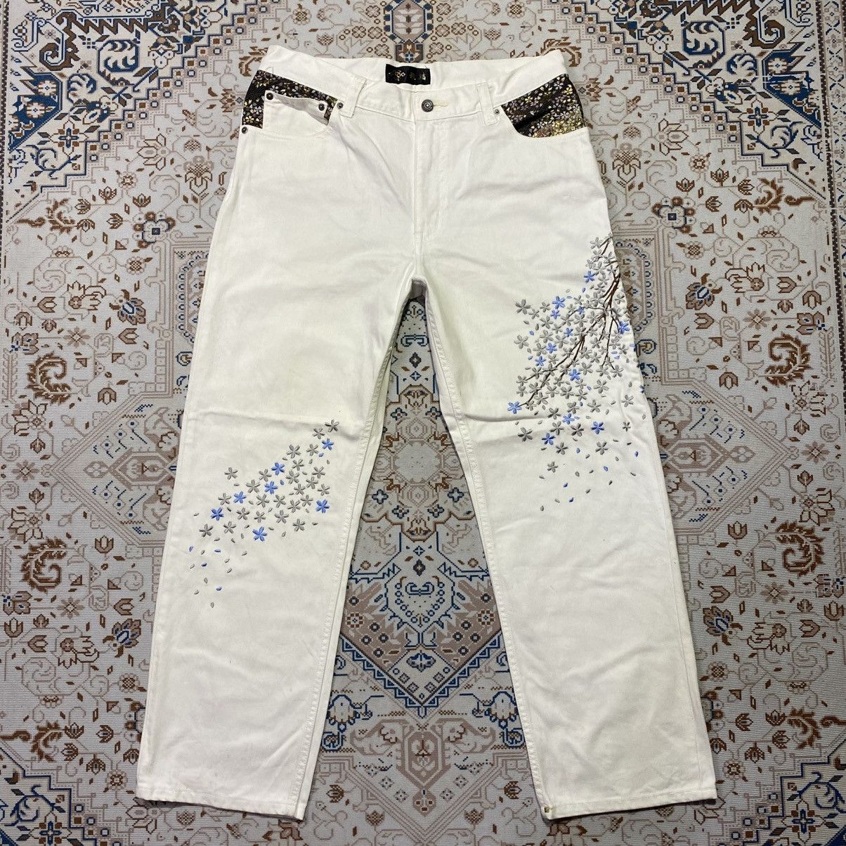 Japanese Brand × Vintage Japanese Script Emboidery Sakura Karakuri Style Size US 30 / EU 46 - 1 Thumbnail