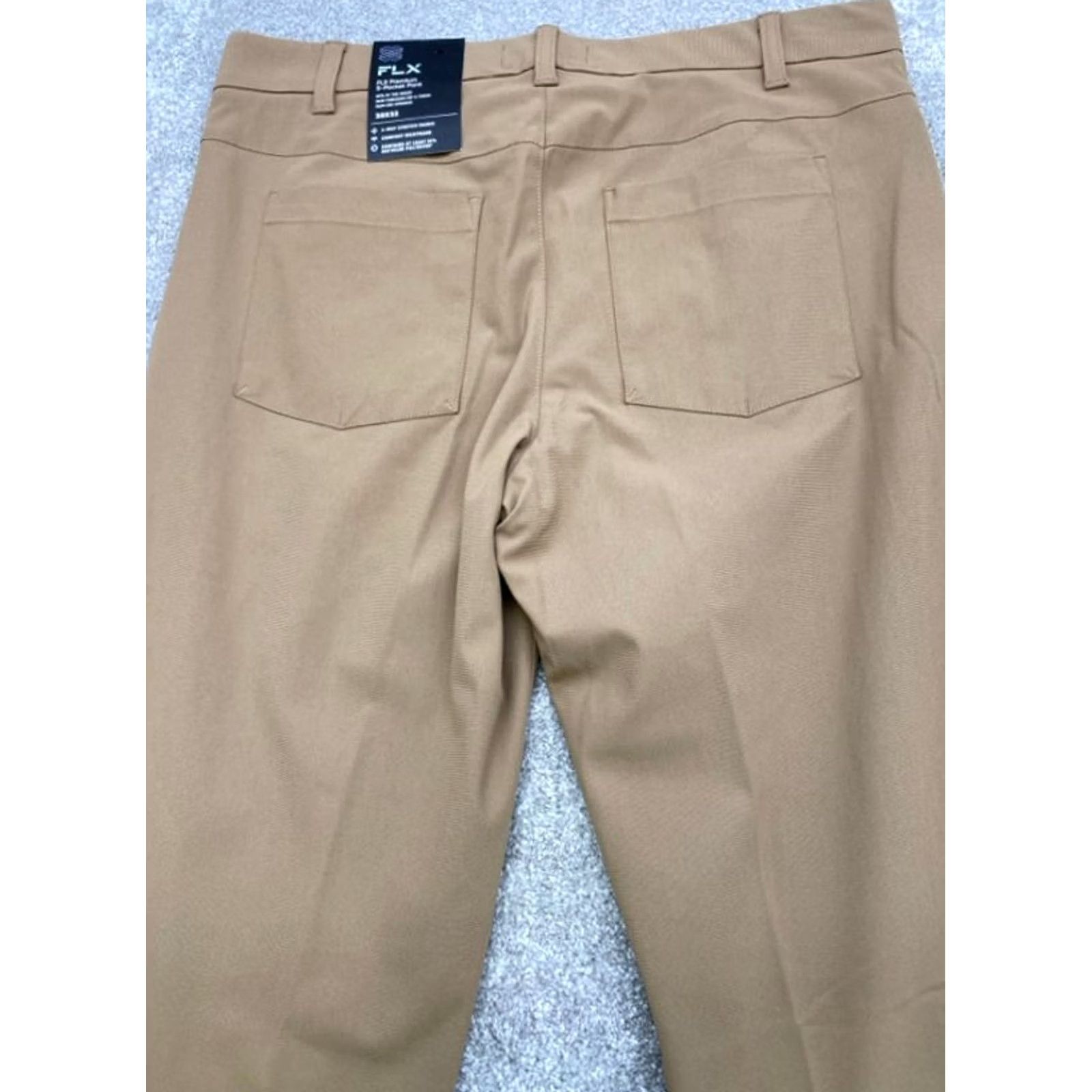 Vintage NWT FLX Premium Pants Mens 30x32 Brown Slim Fit Quick Dry Stretch Golf Chino Pants Mens 30 Inseam 32 Brown Slim Quick Dry FLX Pants Size US 30 / EU 46 - 4 Thumbnail