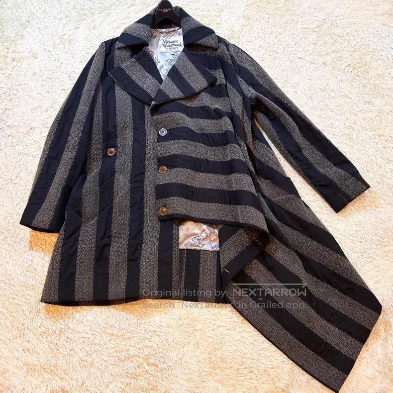 Vivienne Westwood Vivienne Westwood Deformed Wool Striped Overcoat, Man Asym Size M / US 6-8 / IT 42-44 - 6 Thumbnail