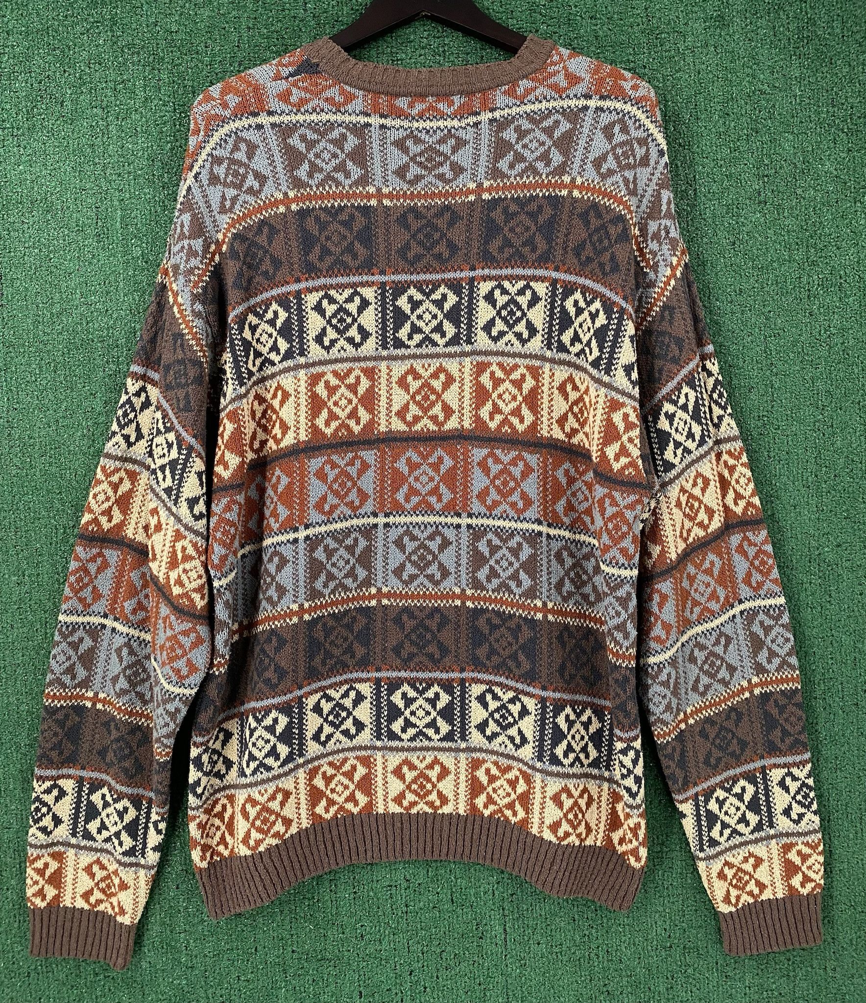 Jos. A. Bank 90’s Jos A Bank Silk Blend Geometric Patterned Sweater Large Size US L / EU 52-54 / 3 - 6 Thumbnail