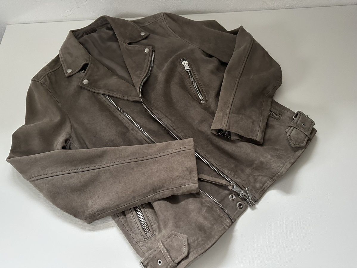 Allsaints „Ellis“ Suede Biker Jacket - Beige/Khaki - Size Medium Size US M / EU 48-50 / 2 - 3 Thumbnail