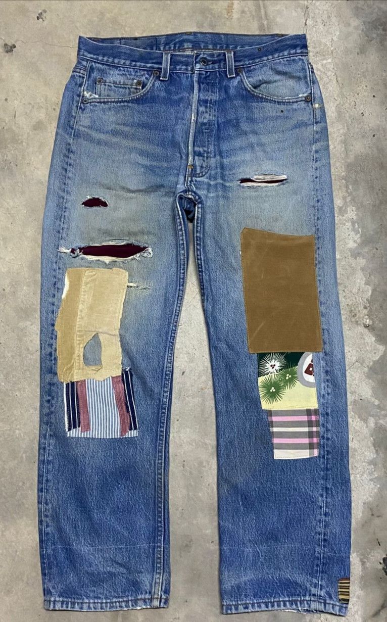 Levi's Vintage 80s Levis 501 Patchwork Denim #kurtcobain Style Size US 32 / EU 48 - 2 Thumbnail