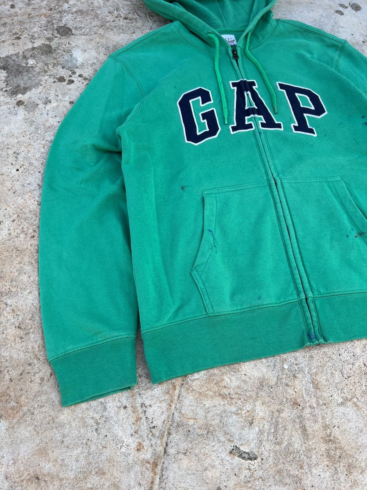 Gap Vintage Y2K Gap Green Painted Zip Up Hoodie Size US M / EU 48-50 / 2 - 6 Thumbnail