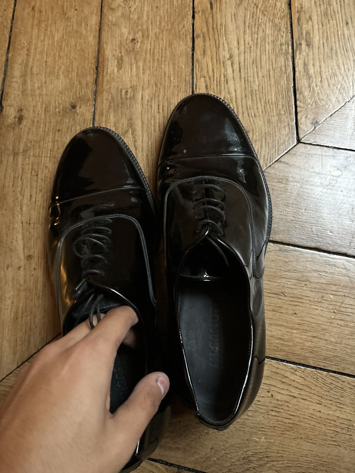Jil Sander Jil Sander Patent Black Leather Derby Shoes Size US 9 / EU 42 - 16 Thumbnail