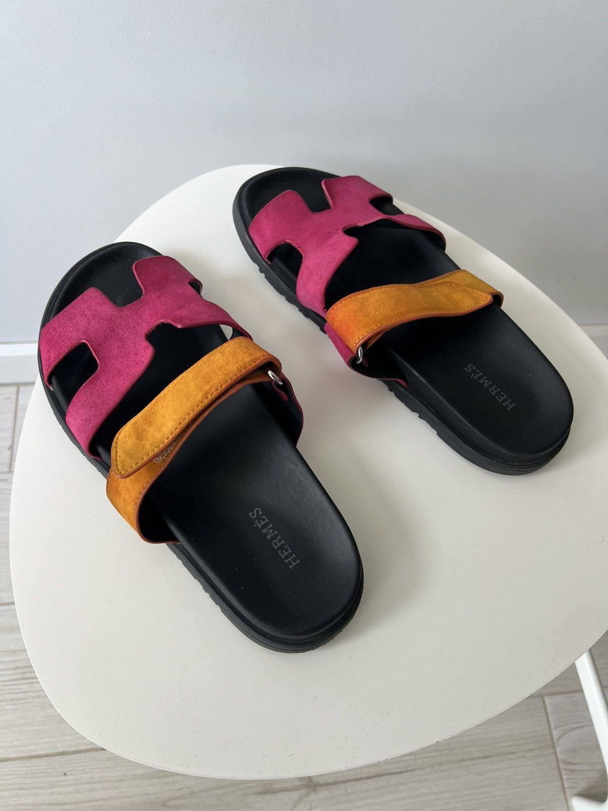 Hermes Hermes Pink Suede Chypre Flat Slides Size 40 Size US 10 / IT 40 - 9 Thumbnail