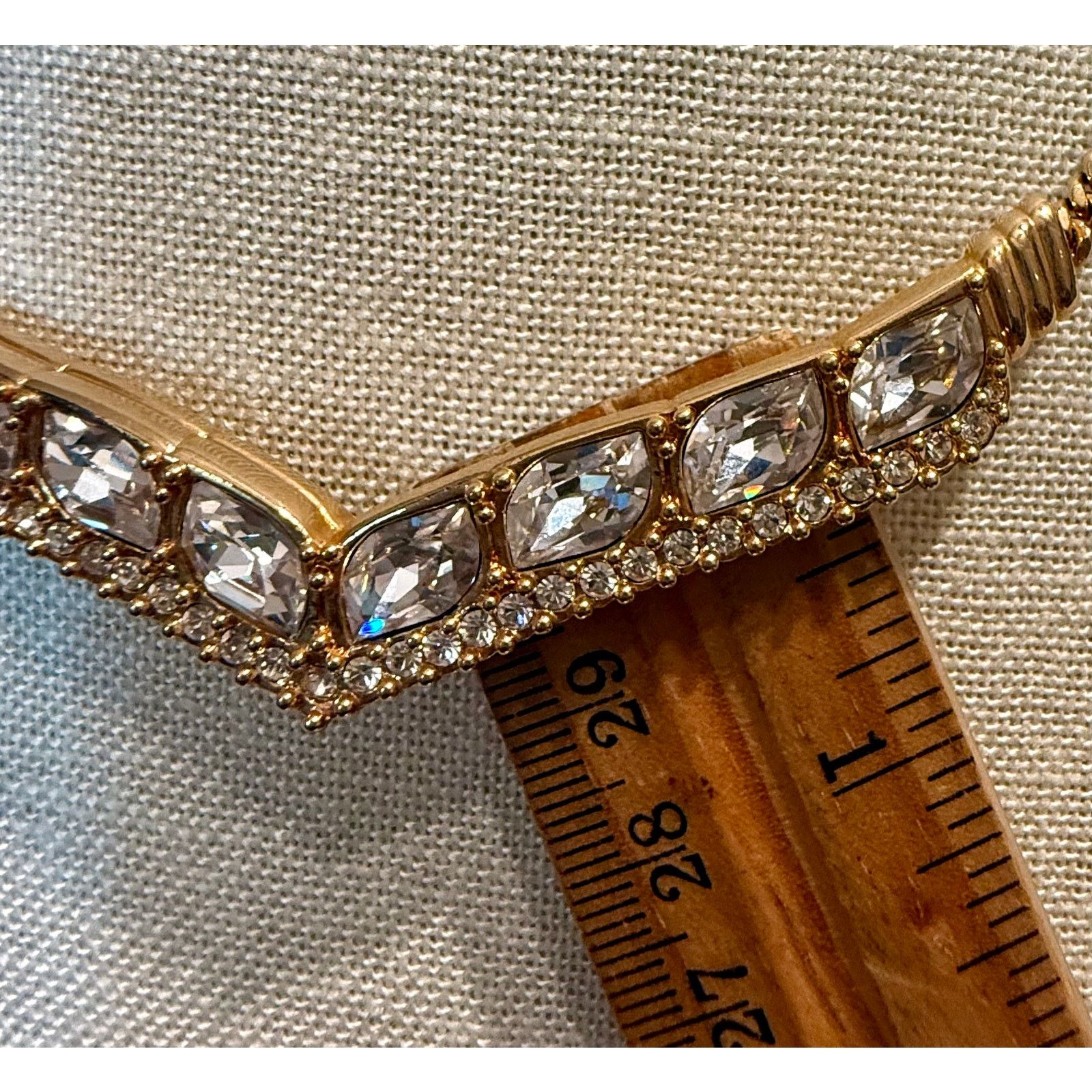 Swarovski Vintage Swarovski Gold Tone Crystal V Necklace 14” Size ONE SIZE - 7 Thumbnail