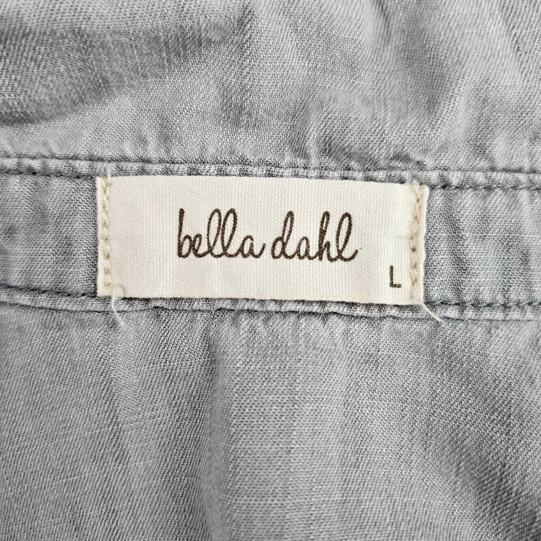 Bella Dahl Bella Dahl Womens Button Front Shirt L Gray Ombre Long Sleeve Tencel Lyocell Size L / US 10 / IT 46 - 6 Thumbnail
