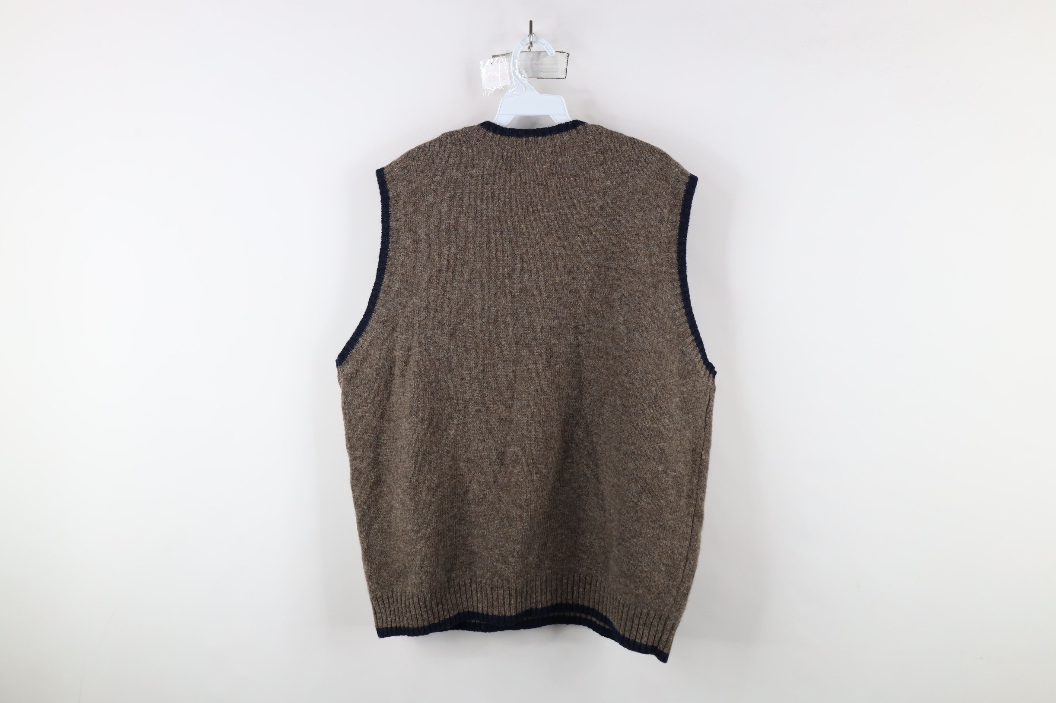 Vintage Vintage 90s Streetwear Wool Knit V-Neck Sweater Vest Brown Size US XL / EU 56 / 4 - 6 Thumbnail