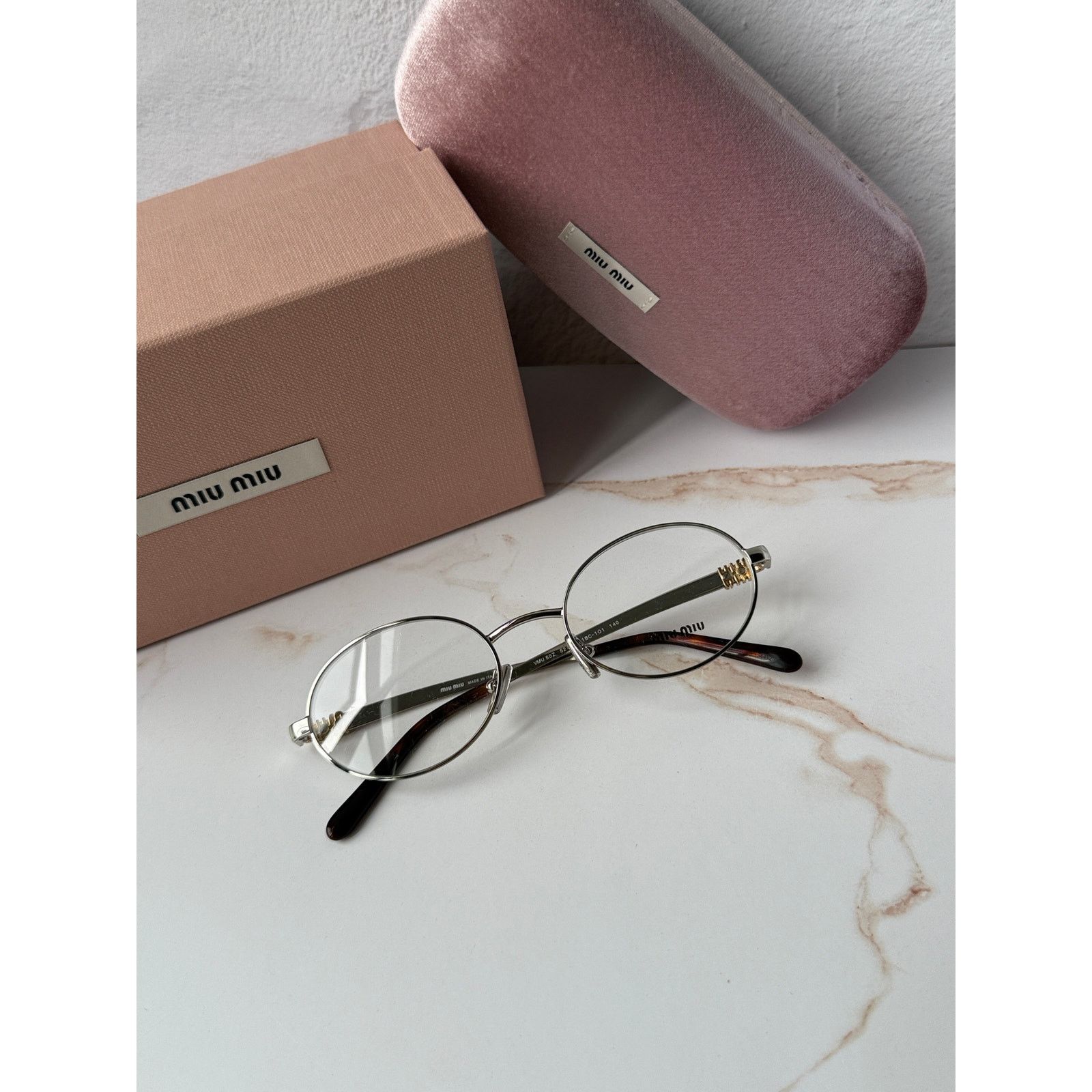 Miu Miu NEW Miu Miu M50ZV Silver Oval Metal Eyeglasses Frames Size ONE SIZE - 2 Thumbnail