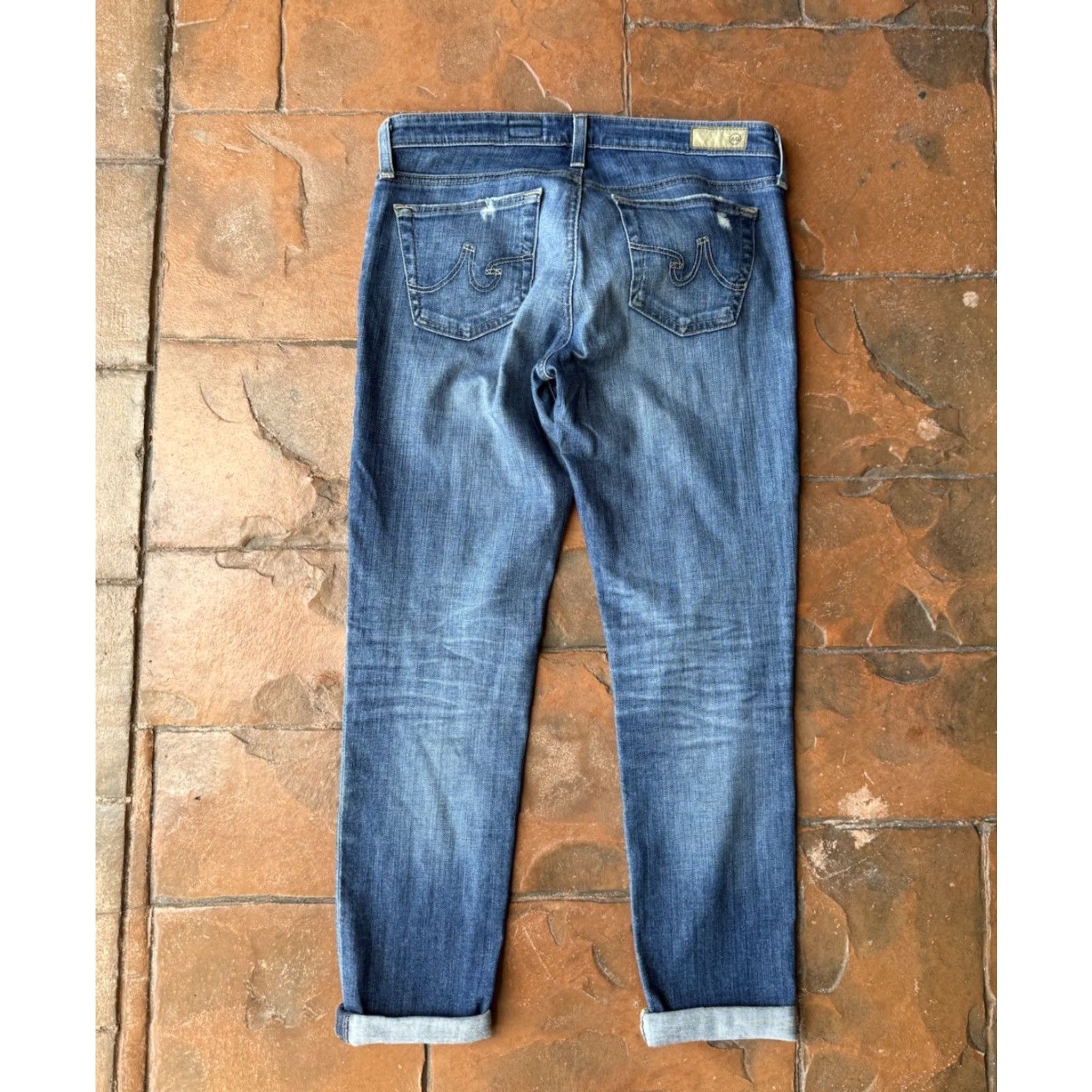 Vintage AG Adriano Goldschmied The Stilt Cigarette Roll-Up Jeans Women's 28 Distressed Jeans Size 28" / US 6 / IT 42 - 3 Thumbnail