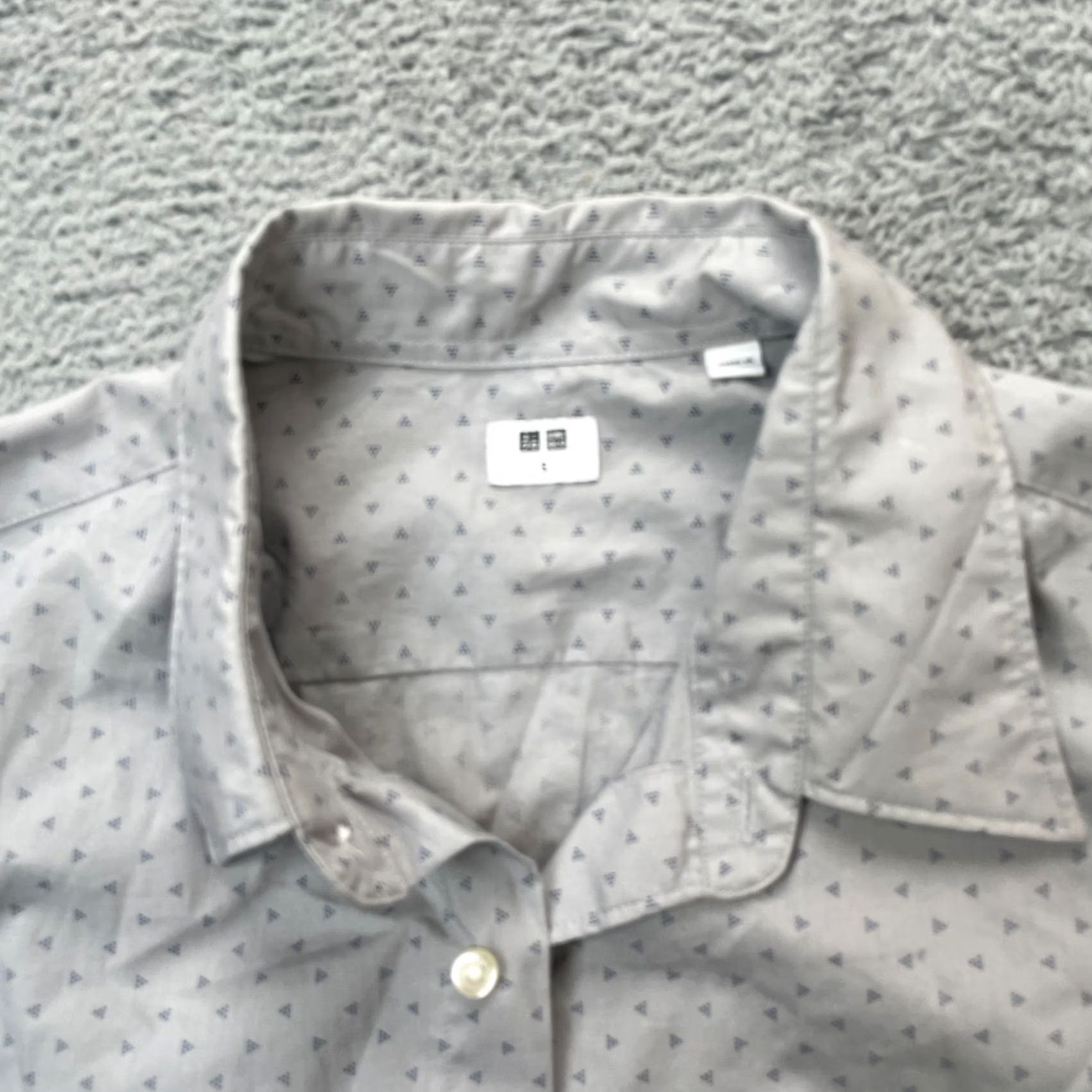 Uniqlo Uniqlo Shirt Mens Small Gray Cotton Button Up Casual Broadcloth Print Extra Fine Size US S / EU 44-46 / 1 - 6 Thumbnail