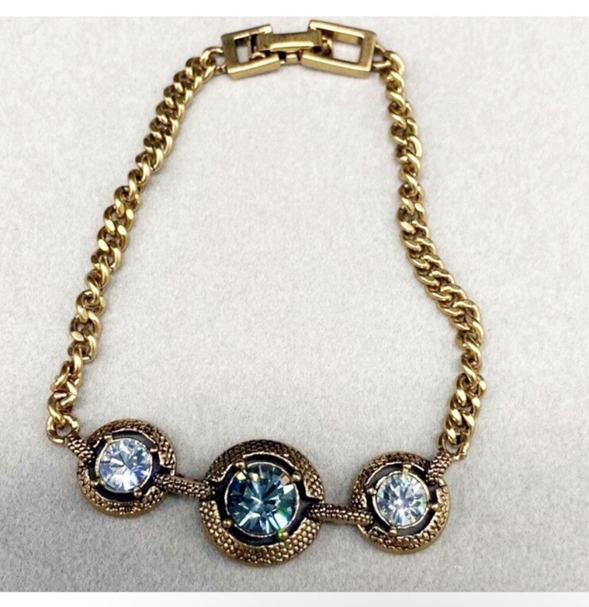 Givenchy Authentic Givenchy Gold and Blue Crystal Chain Bracelet Size ONE SIZE - 5 Thumbnail