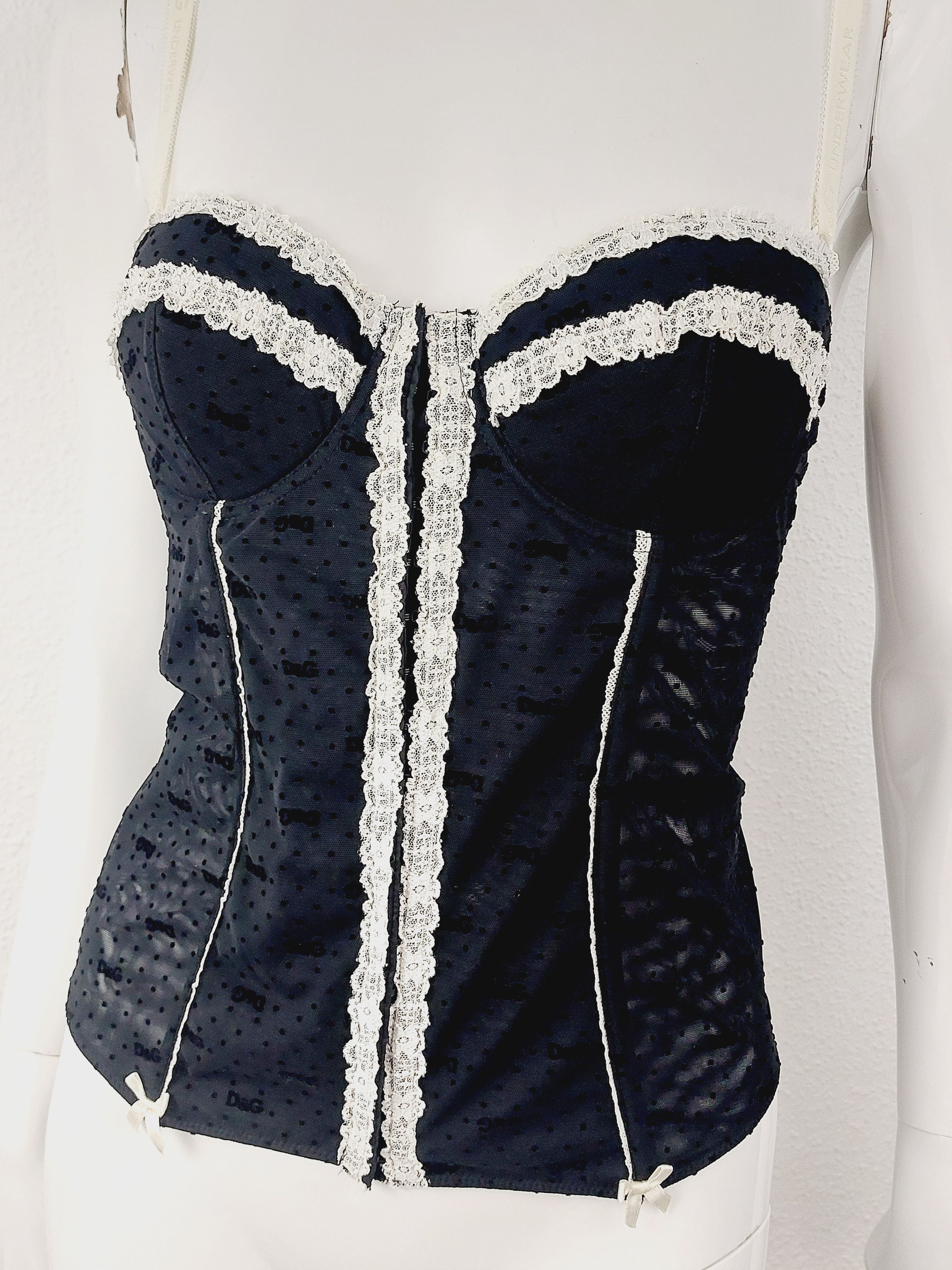 Dolce & Gabbana Dolce and Gabbana D&G Logo Net Mesh Ribbon Bustier Corset Size S / US 4 / IT 40 - 5 Thumbnail