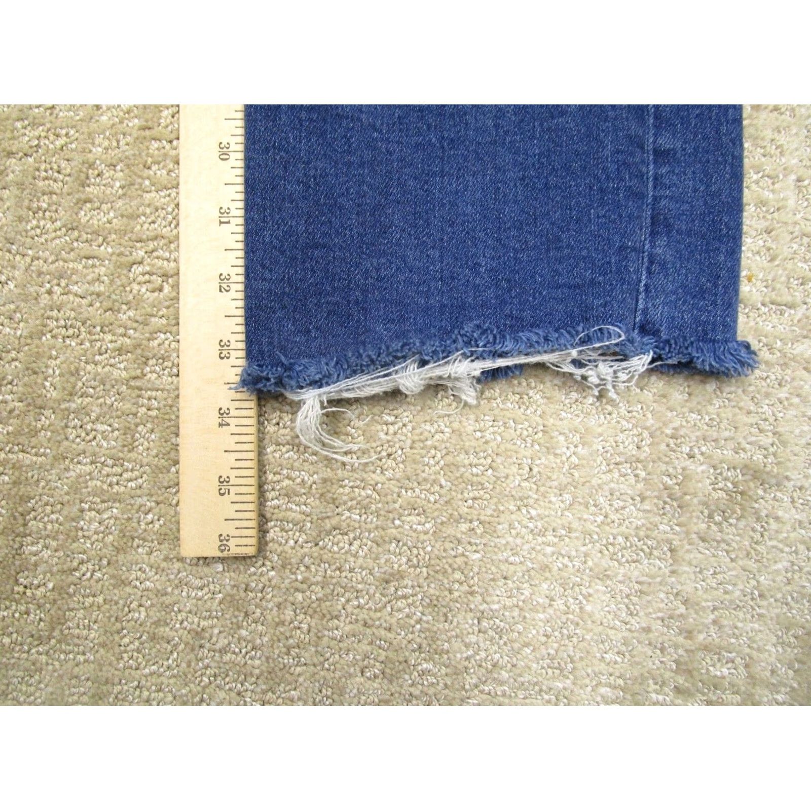 Vintage Risen Jeans Women 28 Blue High Rise Straight Leg Distressed Frayed Raw Hem Denim Pants Size 28" / US 6 / IT 42 - 7 Thumbnail