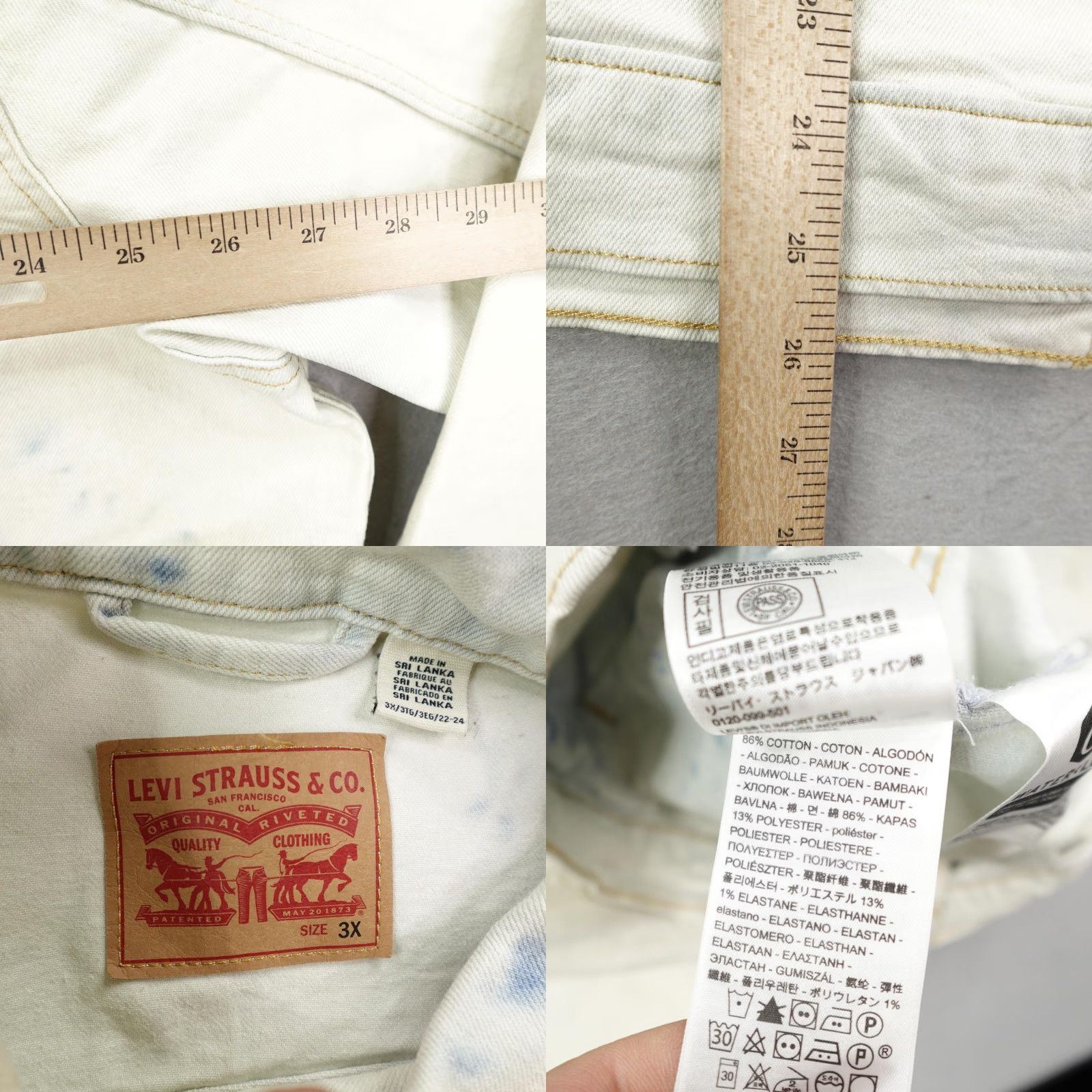 Levi's Levi's Jacket Womens 3X Blue White Acid Wash Denim Trucker Type 3 Coat Red Tab Jacket Size XXL / US 16-18 / IT 52-54 - 8 Thumbnail
