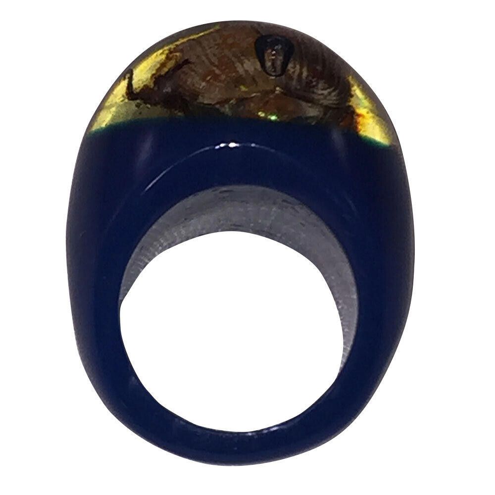Designer Scarab Blue Bug Plastic Ring Size ONE SIZE - 4 Thumbnail