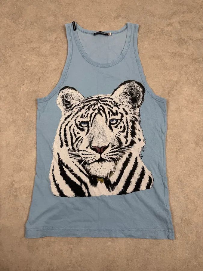 Dolce & Gabbana FW2004 Dolce & Gabbana White Tiger Baby Blue Tank Top Size US M / EU 48-50 / 2 - 1 Thumbnail