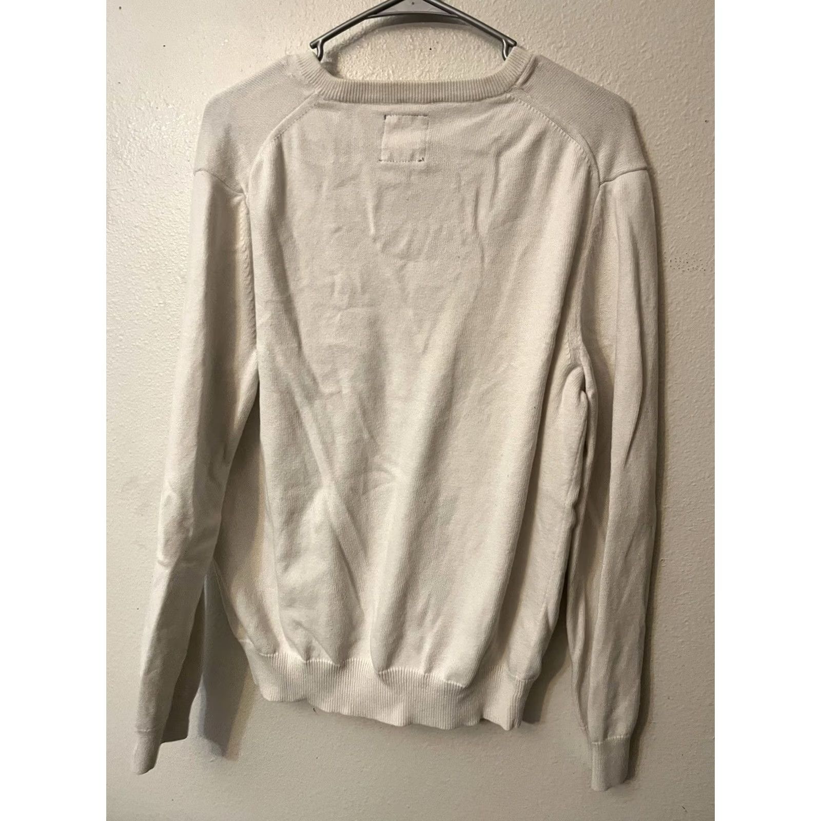 Express Express Sweater Mens Size Large White Cotton V-Neck Pullover Size US L / EU 52-54 / 3 - 3 Thumbnail