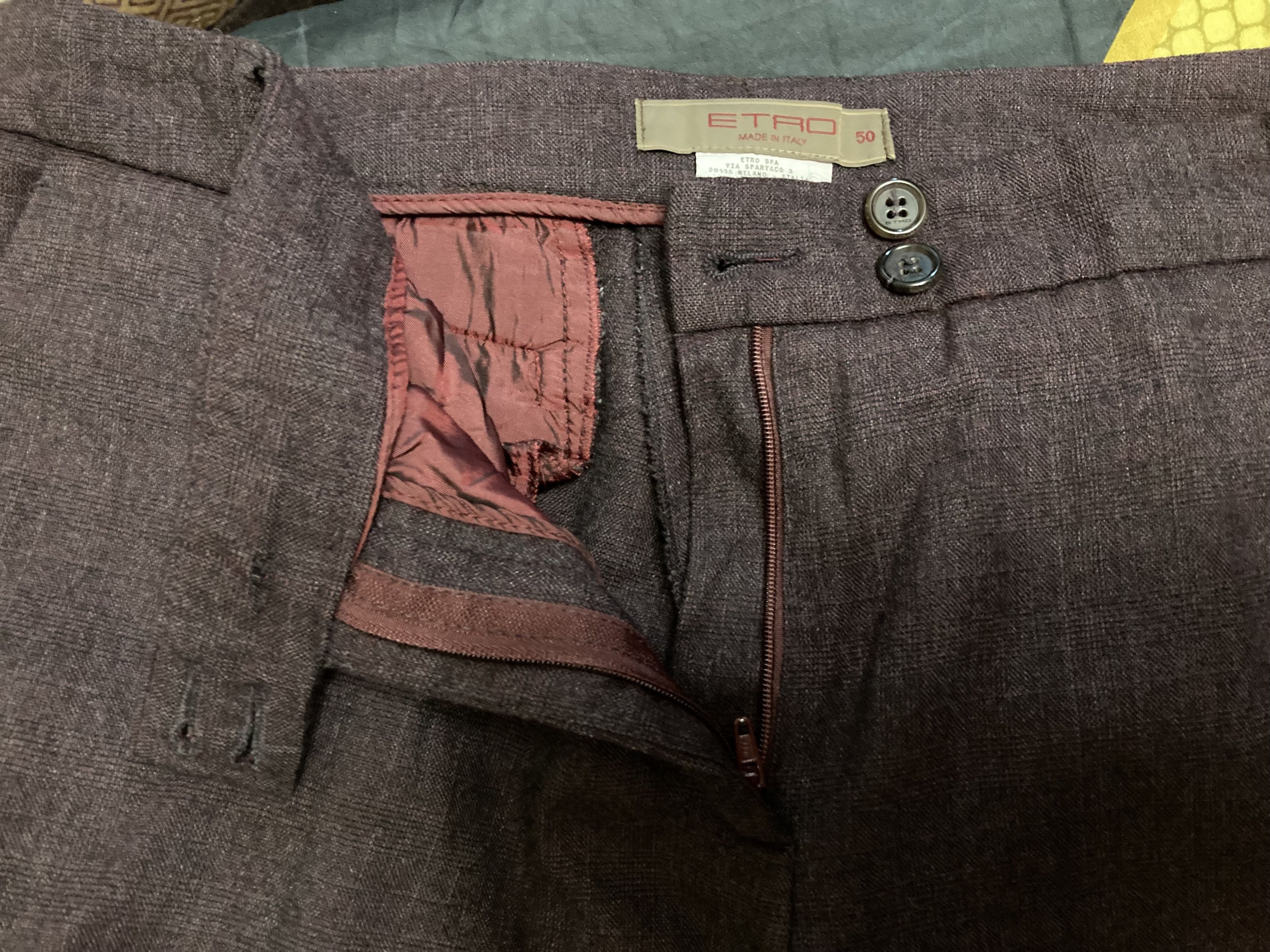 Etro Vintage ETRO Milano Women's Burgundy Wool Dress Pants Size 36" / US 14 / IT 50 - 6 Thumbnail