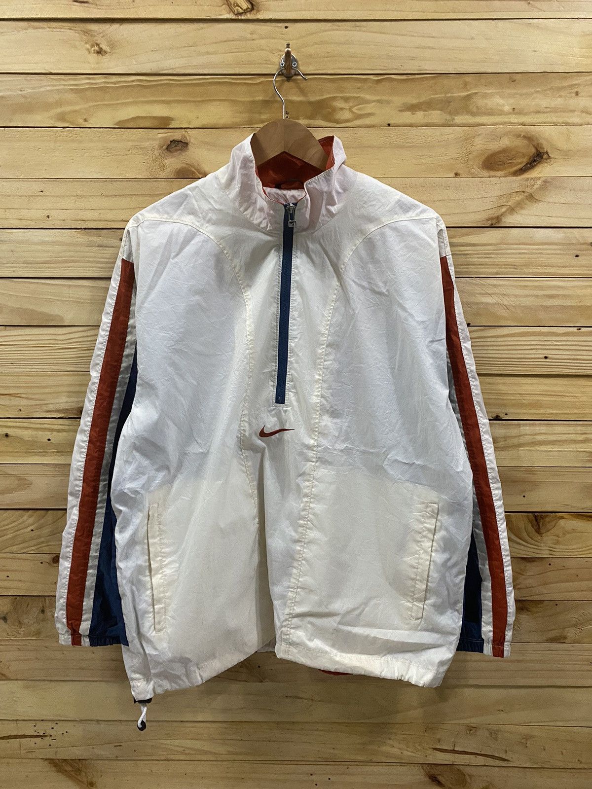 Nike × Vintage Vintage 90s NIKE centre swoosh half zipped jacket Size US XL / EU 56 / 4 - 1 Thumbnail