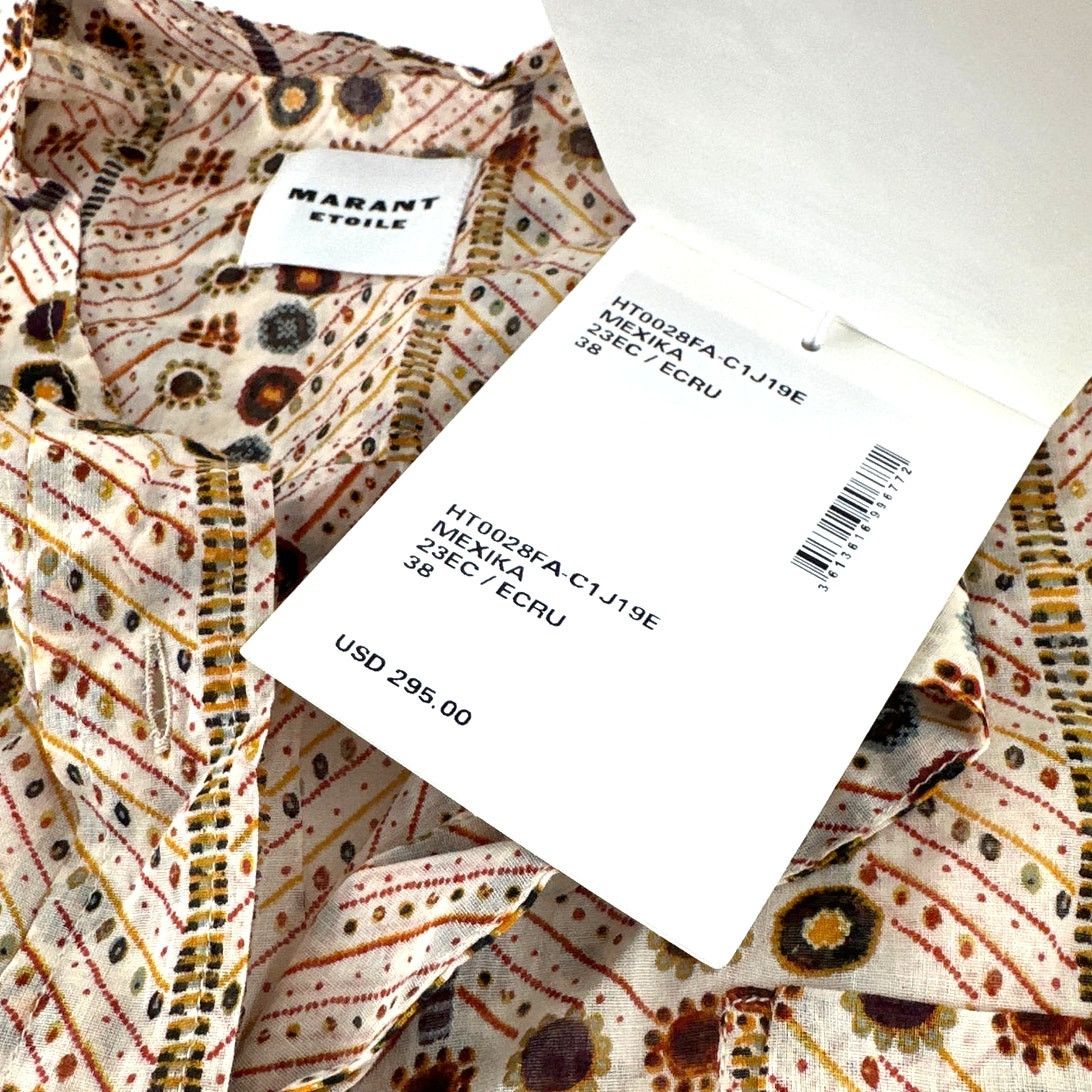 Isabel Marant Etoile Marant Etoile Ecru Mexika Printed Cotton Blouse 38 | Medium Size M / US 6-8 / IT 42-44 - 5 Thumbnail