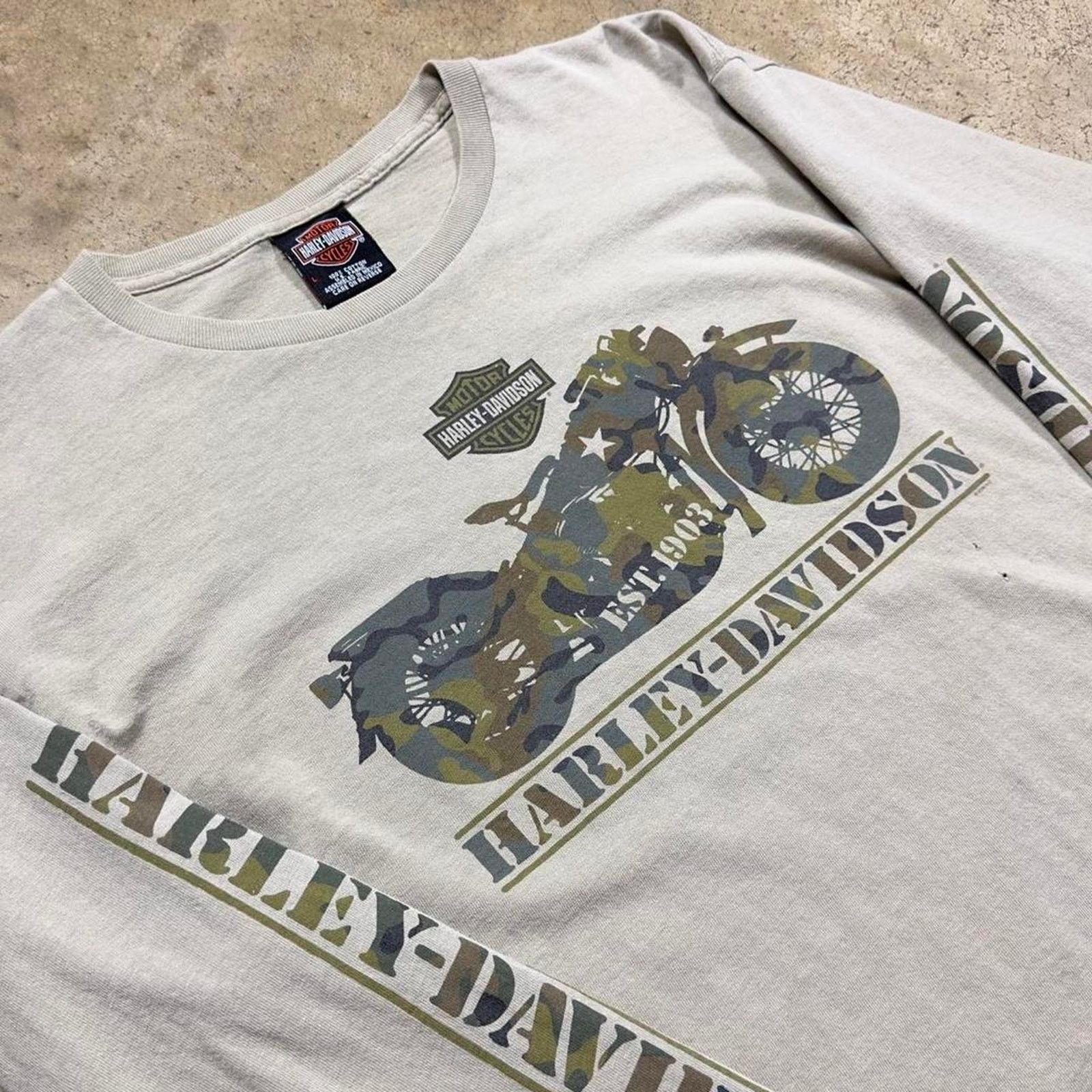 Harley Davidson Tan Harley Davidson Camouflage Eagle usa made Biker T-Shirt Size US L / EU 52-54 / 3 - 2 Thumbnail