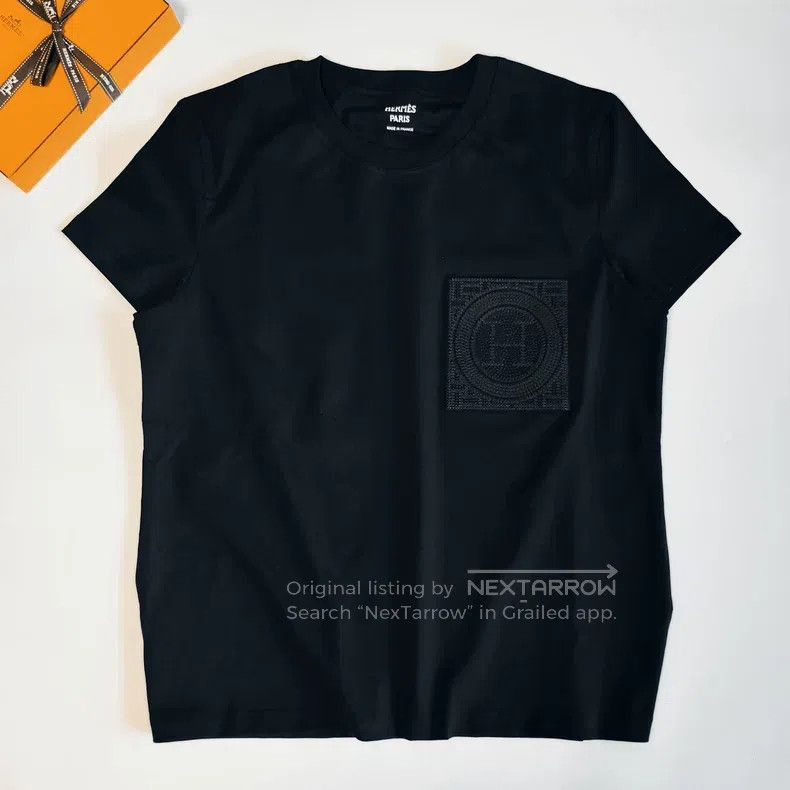 Hermes Hermes Black Pocket Women's Short Sleeve T-Shirt Size XS / US 0-2 / IT 36-38 - 2 Thumbnail