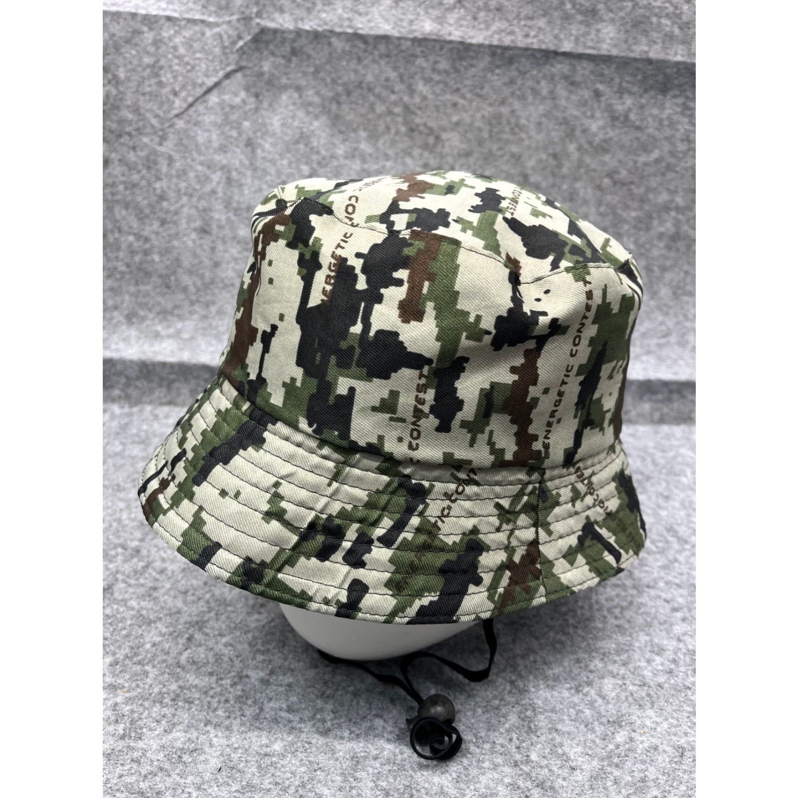 Vintage Energetic Contest Bucket Hat Adult One Size Green Camouflage Polyester Knit Hat Mens Camp Hiking Gear Size ONE SIZE - 4 Thumbnail