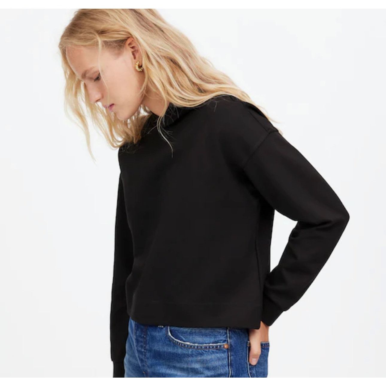Madewell NWT Madewell Ponte Hoodie Sweatshirt In Black Size Medium Size M / US 6-8 / IT 42-44 - 2 Thumbnail