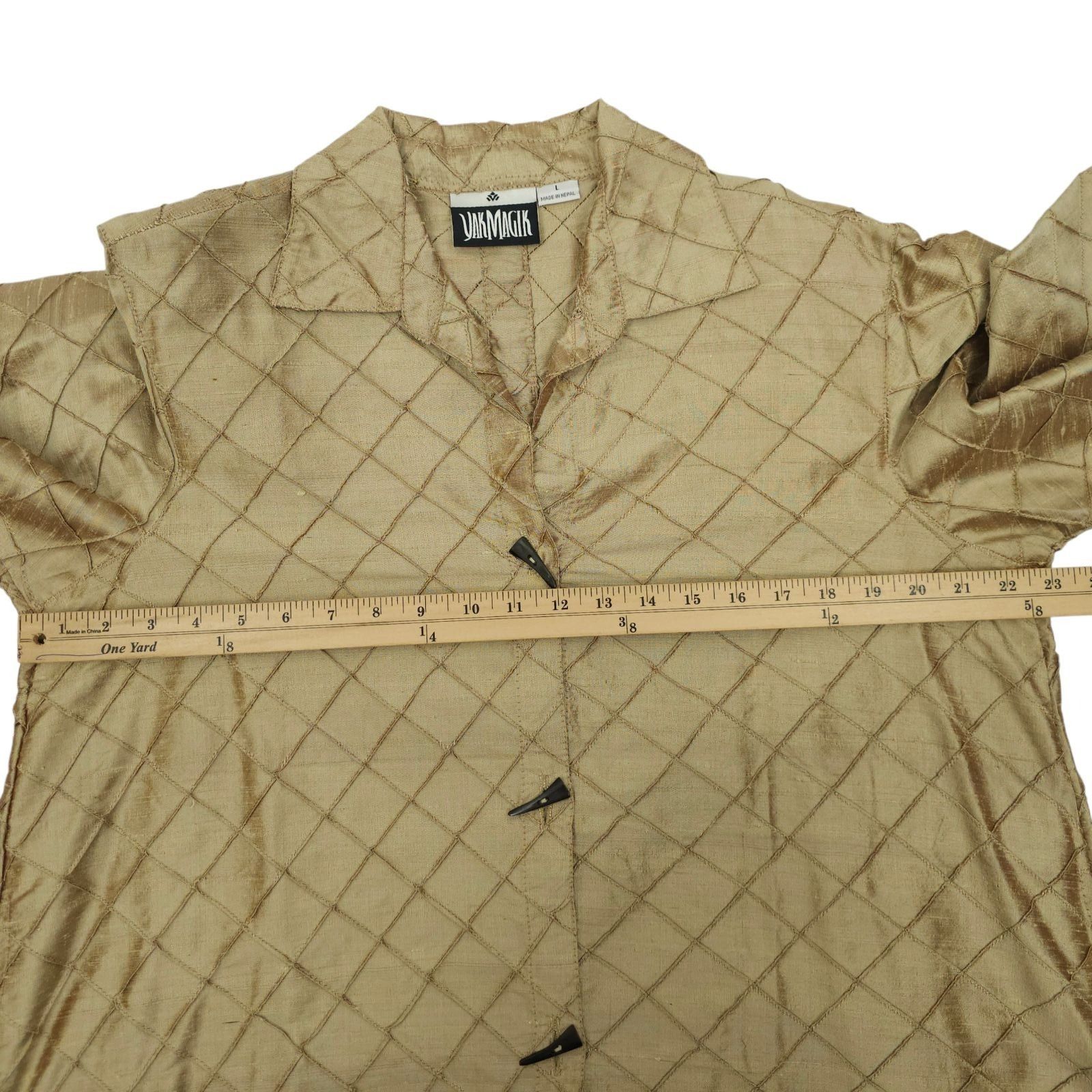 Other Yak Magik Jacket L Gold Metallic Vtg Diamond Pintuck Quilted Size L / US 10 / IT 46 - 3 Thumbnail