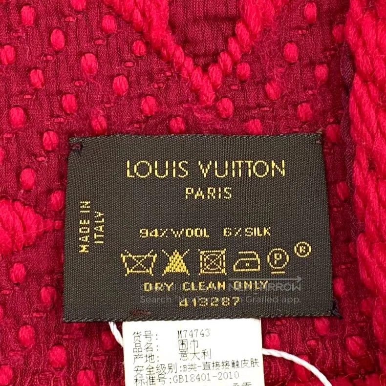 Louis Vuitton Louis Vuitton Red logo jacquard full print wool fringe sca Size ONE SIZE - 7 Thumbnail