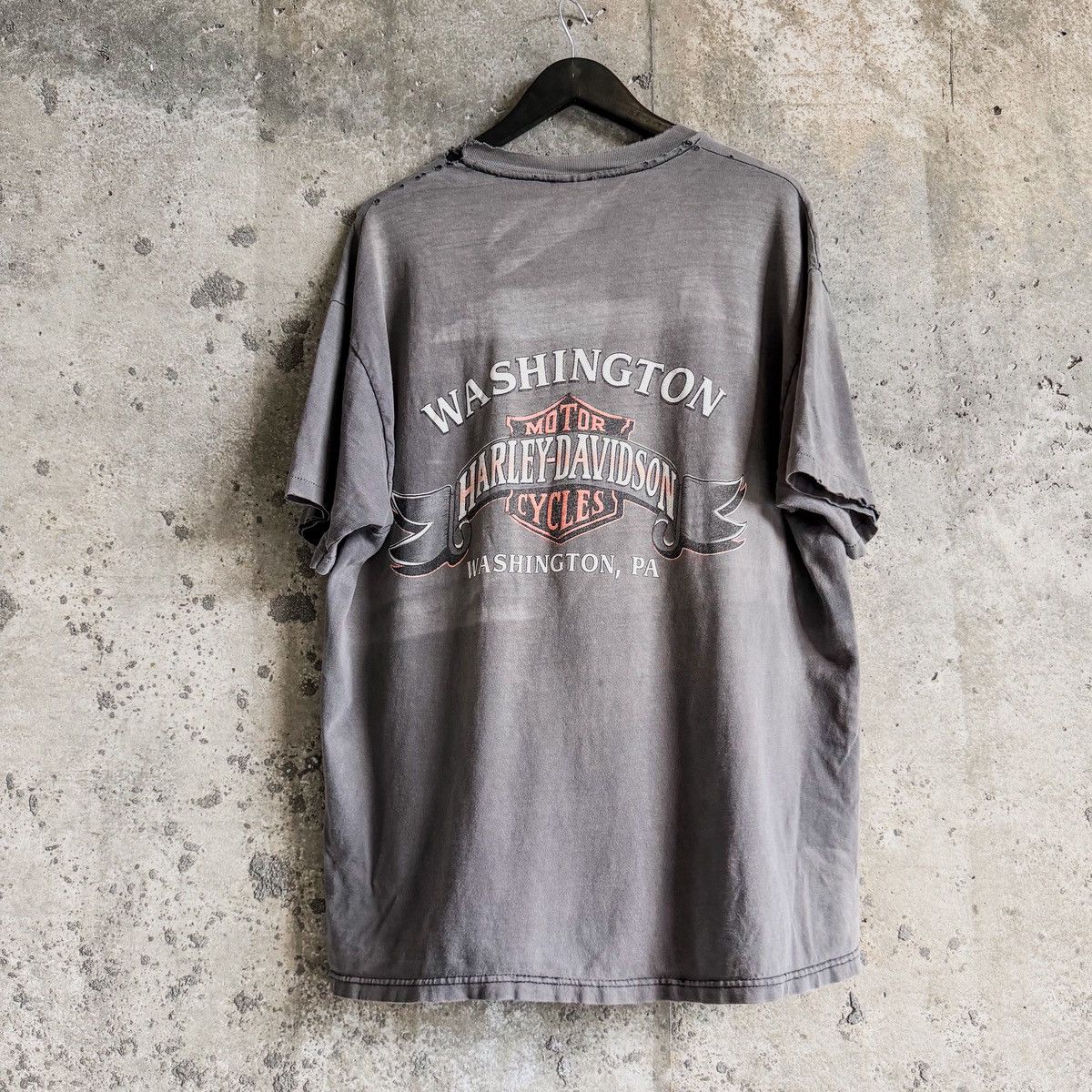 Harley Davidson 90s Vintage Single Stitch SUN FADED Harley Davidson T Shirt Size US XL / EU 56 / 4 - 3 Thumbnail